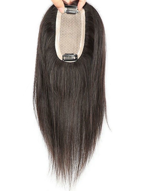 2.36″x4.7″Free Parting Silk Top 100% Real Human Hair Topper Clip in 6″, 8″, 12″