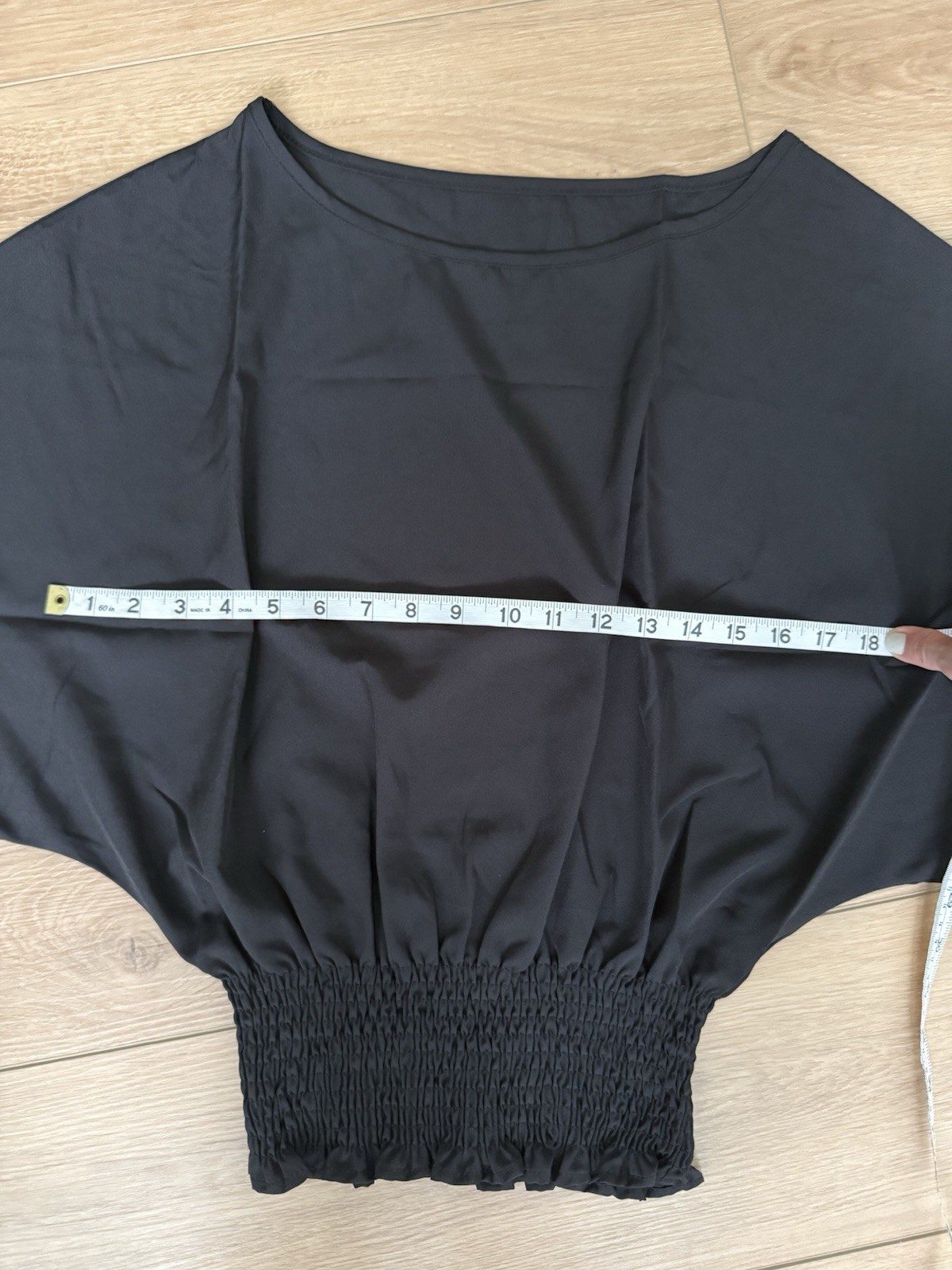 Women’s Batwing Short Sleeve Dolman Top Blouse with Elastic Waistband Hem Sz S