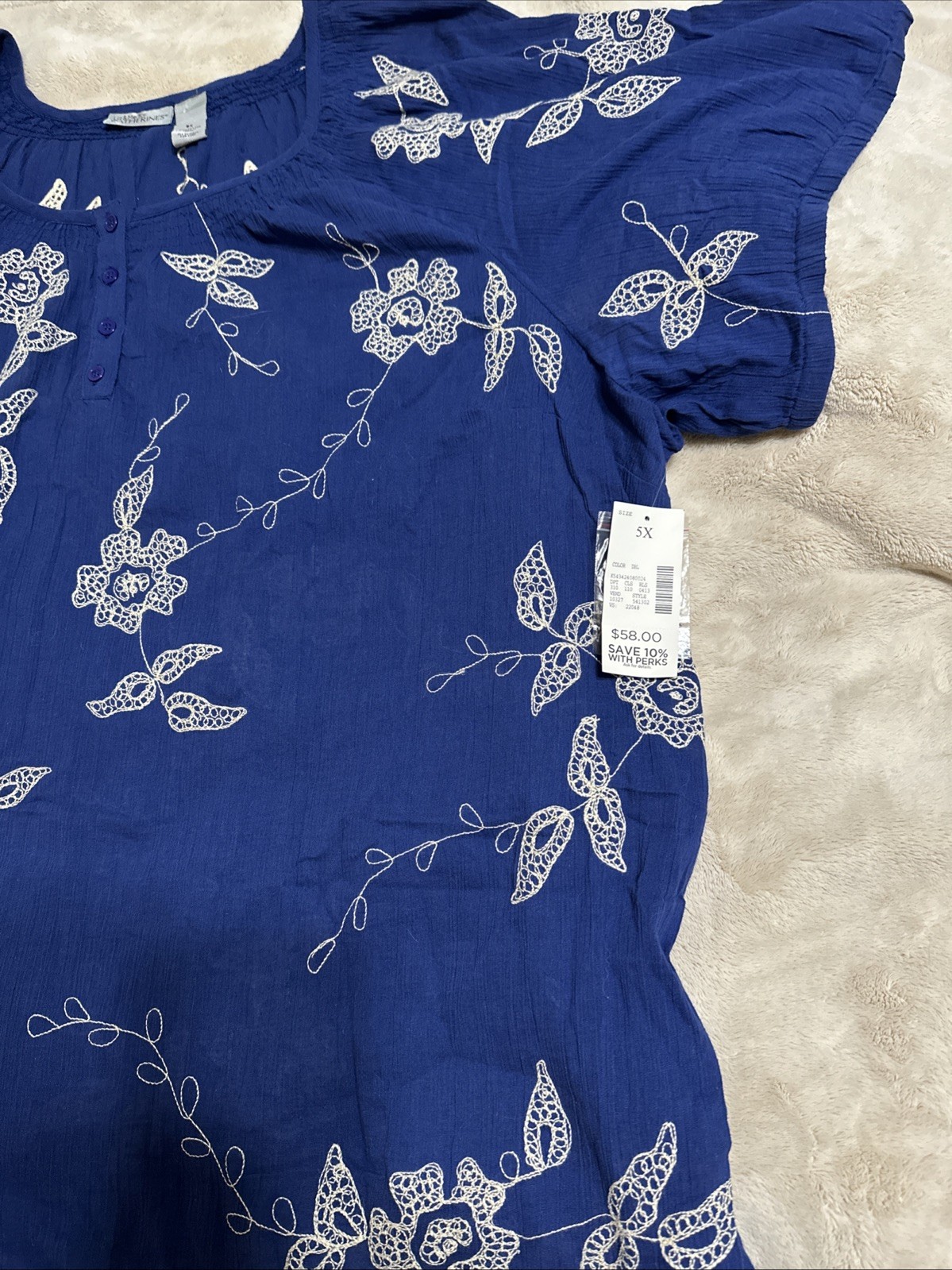 Liz & Me For Catherines Women’s Short Sleeve Shirt Plus Size 5X Beautiful NWT