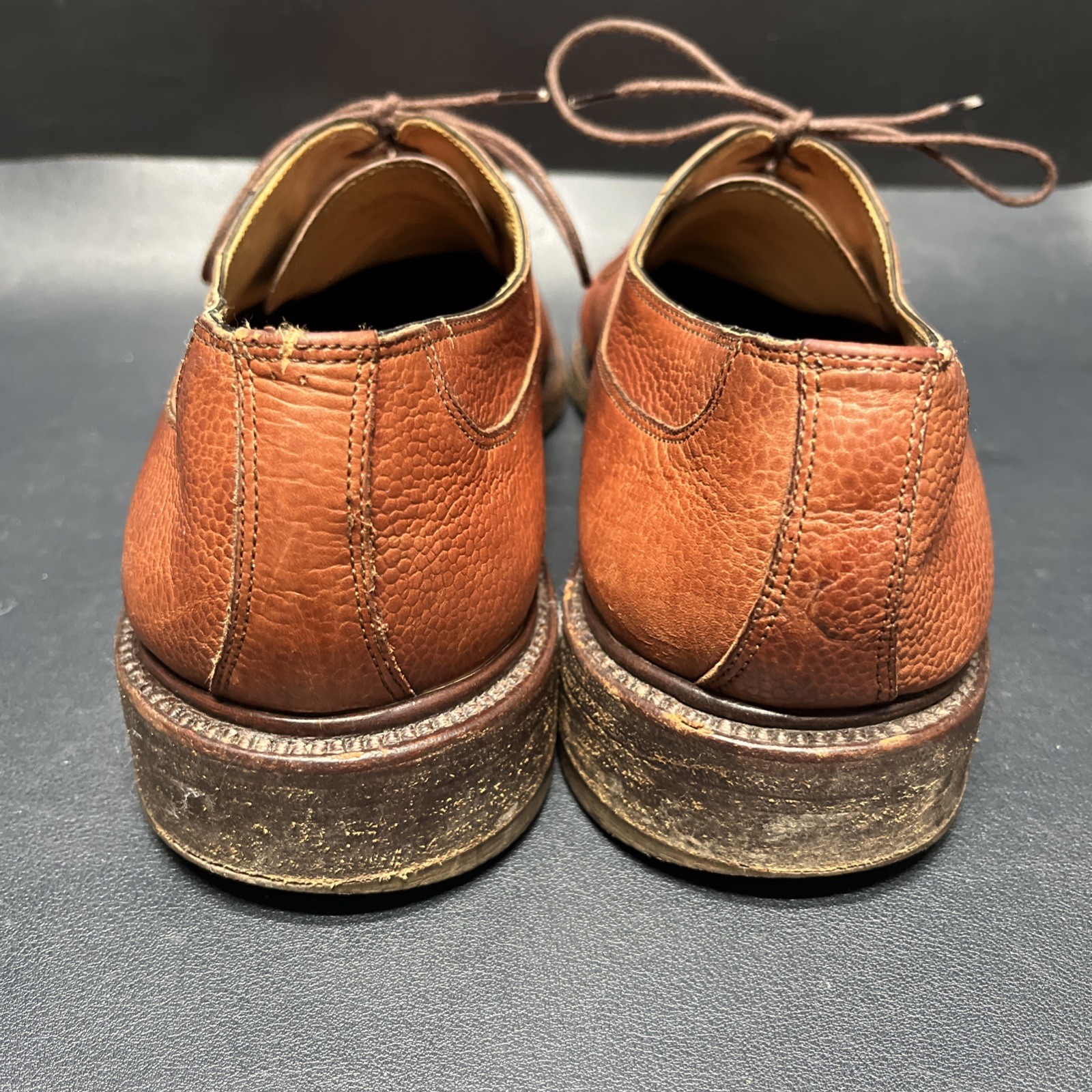 BOSTONIAN CROWN WINDSOR Split Toe Pebble Grain Brown Size 10.5 D, Made in Italy!