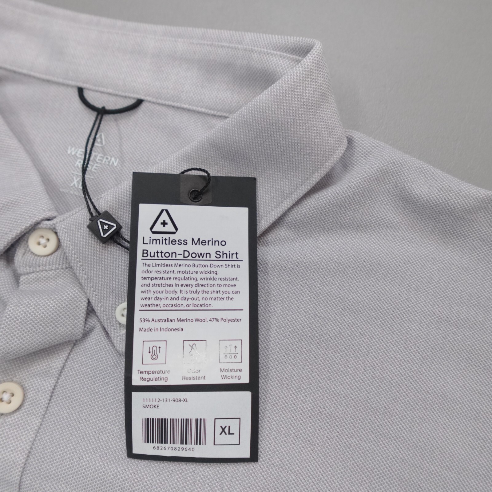 Western Rise Slim Fit Limitless Merino Wool Button Down Shirt Wicking Smoke