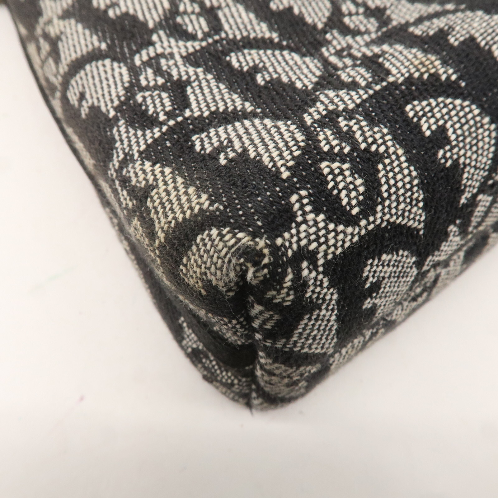 Christian Dior Trotter Shoulder Bag Black Canvas Leather Auth Used