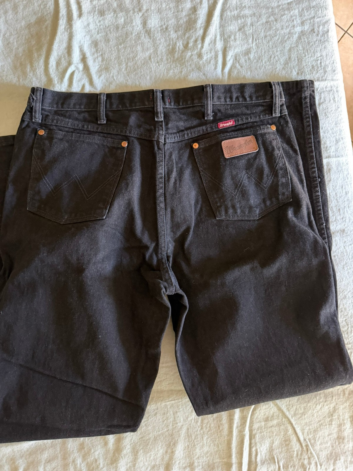 Wrangler Jeans Mens 36×36 Gray Black Denim Relaxed Fit Western Vintage Patch