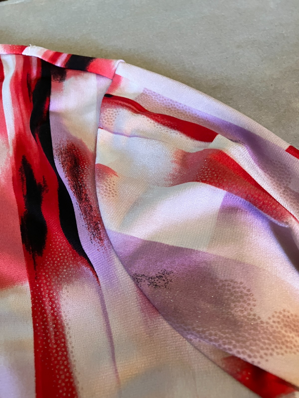 JM Collection ~1X~Artsy/BOHO Red/Black/Purple~Slinky Resort Wear Liquid Knit Top