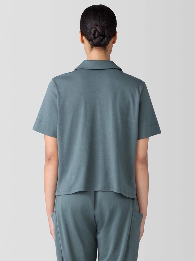Eileen Fisher Organic Cotton Interlock Notch Collar Sleep Shirt Eucalyptus M NWT
