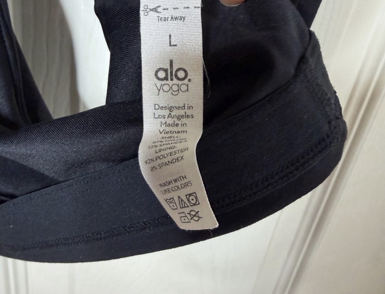 Alo Yoga Black Collared Racerback Sports Bra Full Coverage Pullover Size L