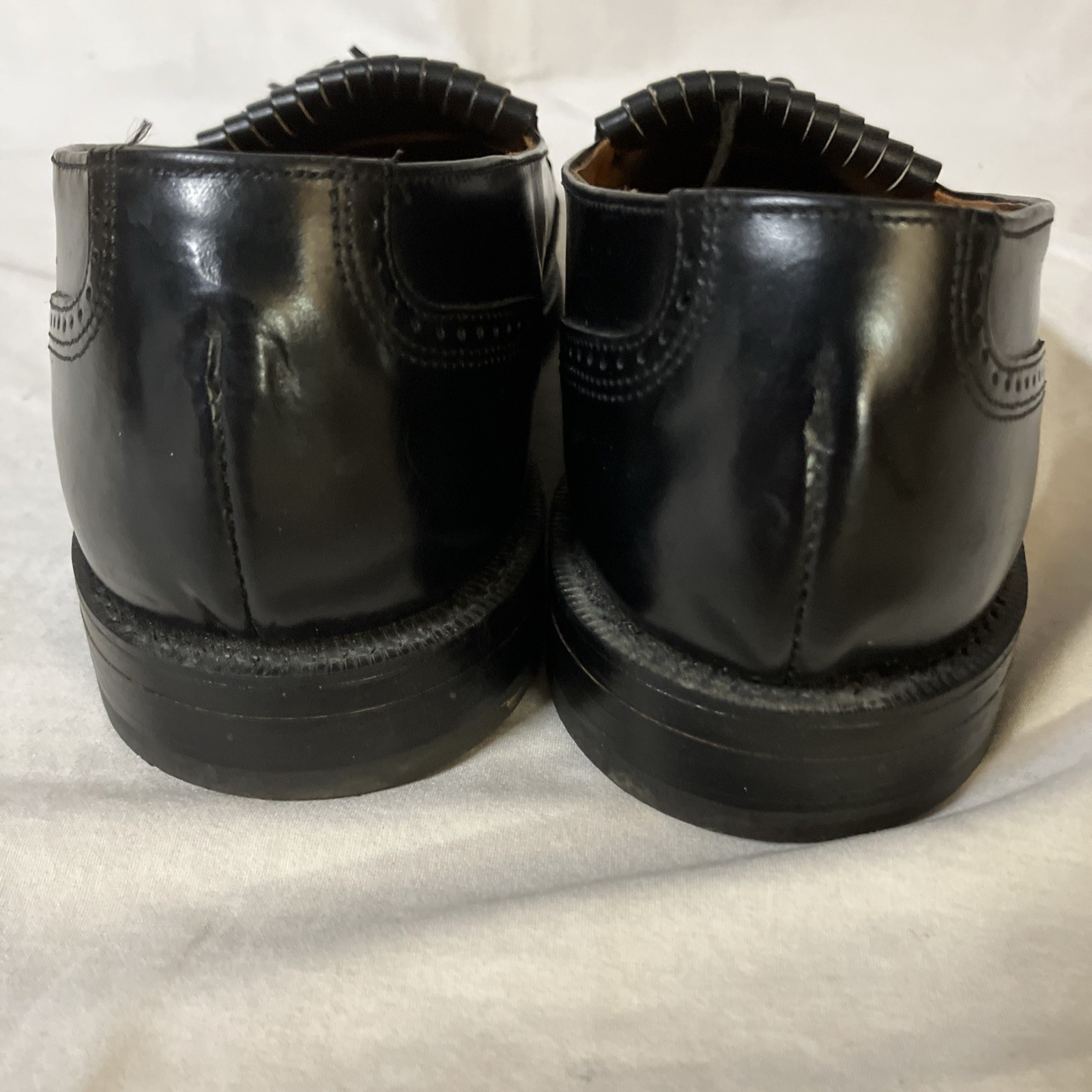 Bostonian Classics Mens Black Leather Wingtip Tassel Kitte Loafers 8 D/M USA FS