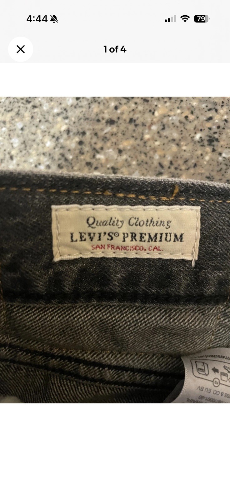 Levi 505 Selvedge Denim, Dark Wash Black 100% Cotton, 33X34