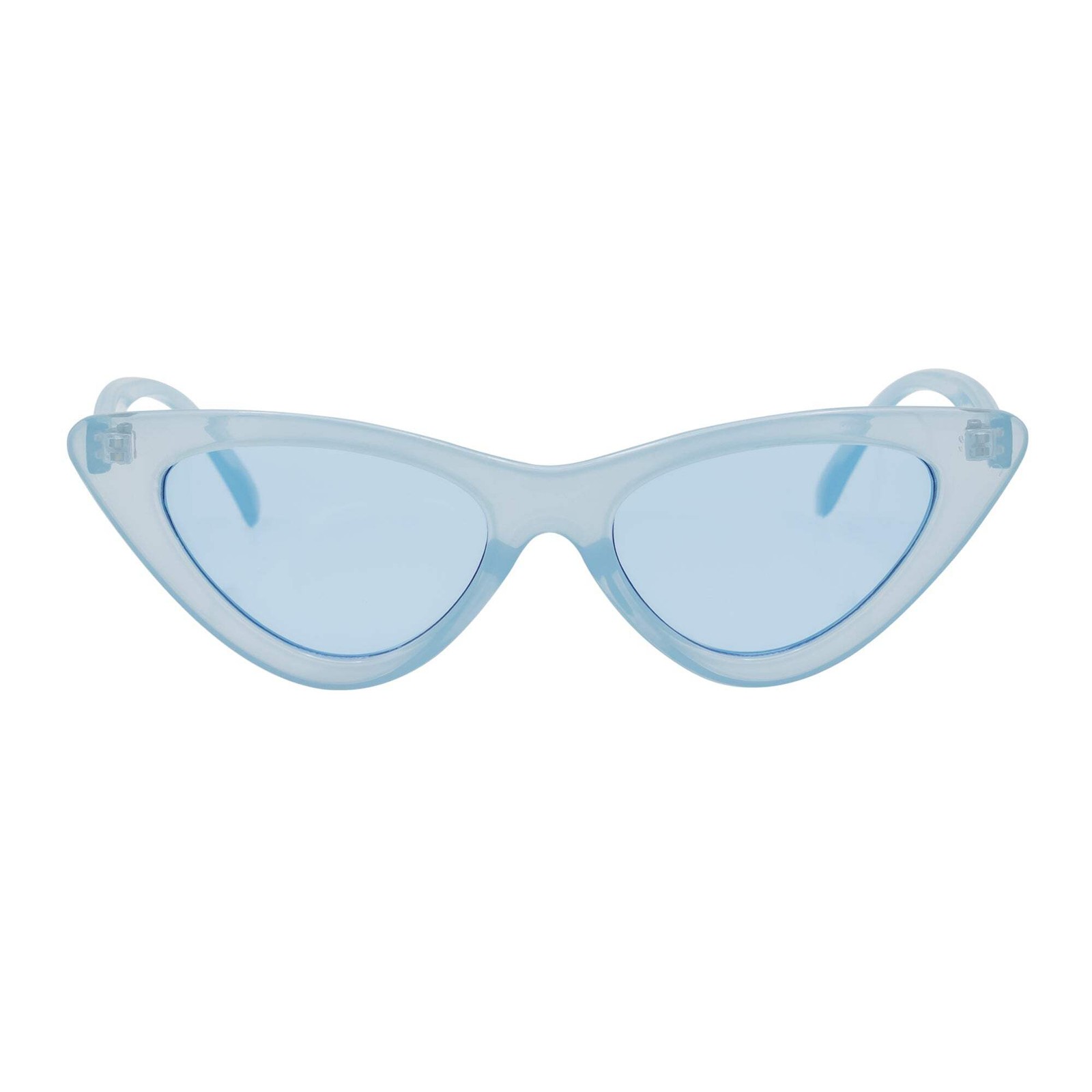 FELINE – Thick Oval Retro Small Cat Eye Sunglasses Blue Blue Tint