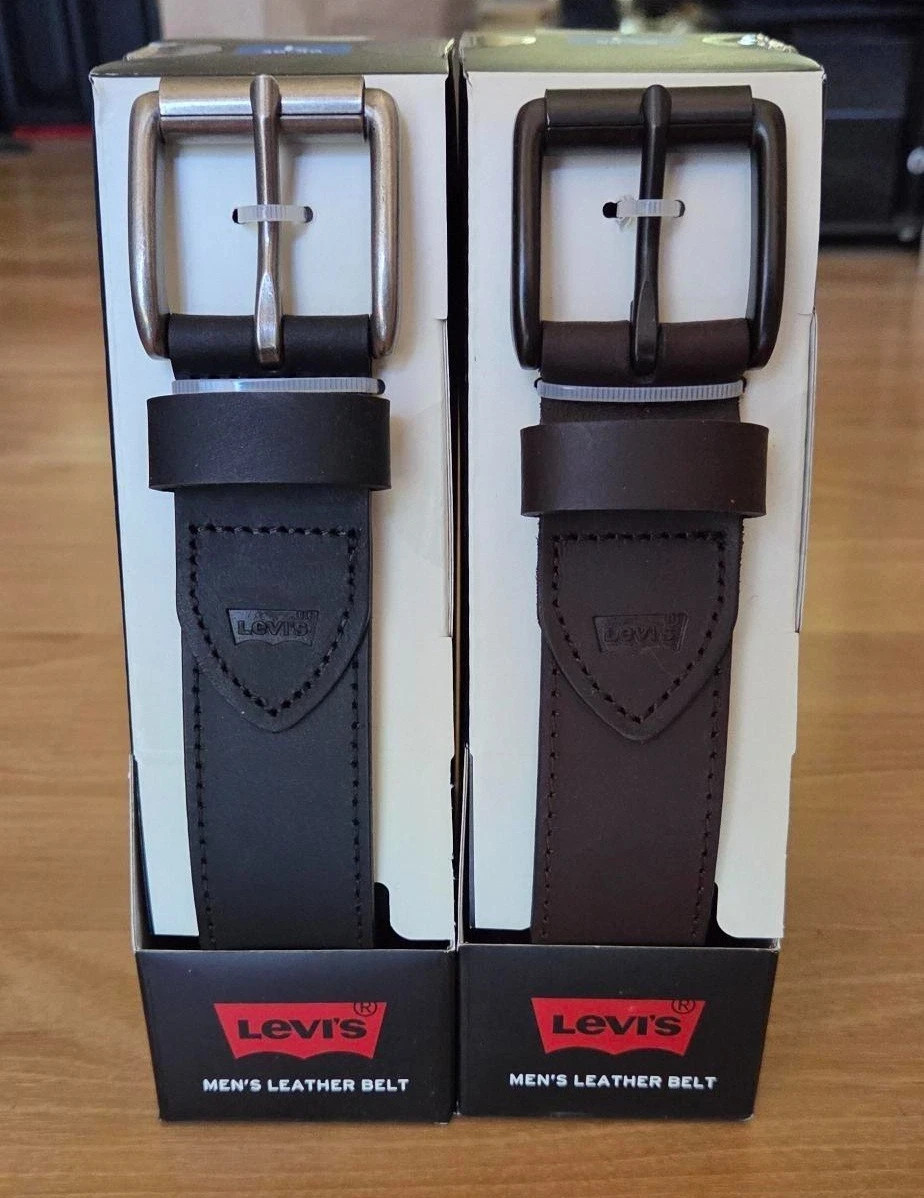 Levi’s Men’s Leather Belt – 100% Genuine Leather – Various Size – New- Free Ship