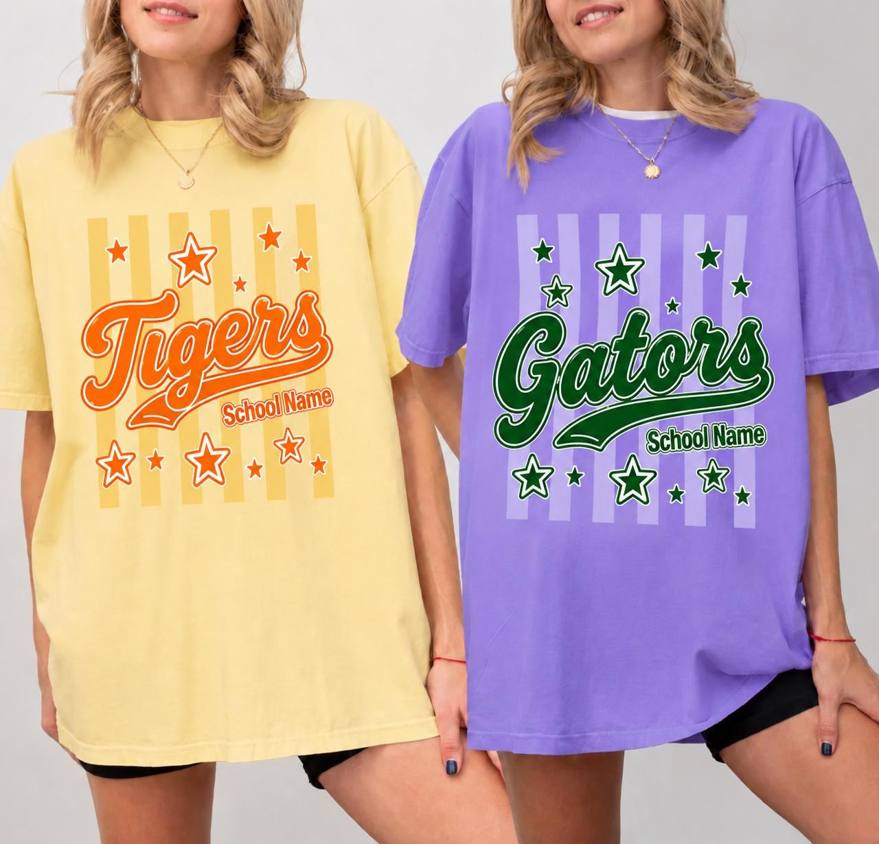 Custom Mascot Striped Shirt Personalized School Spirit Tee
