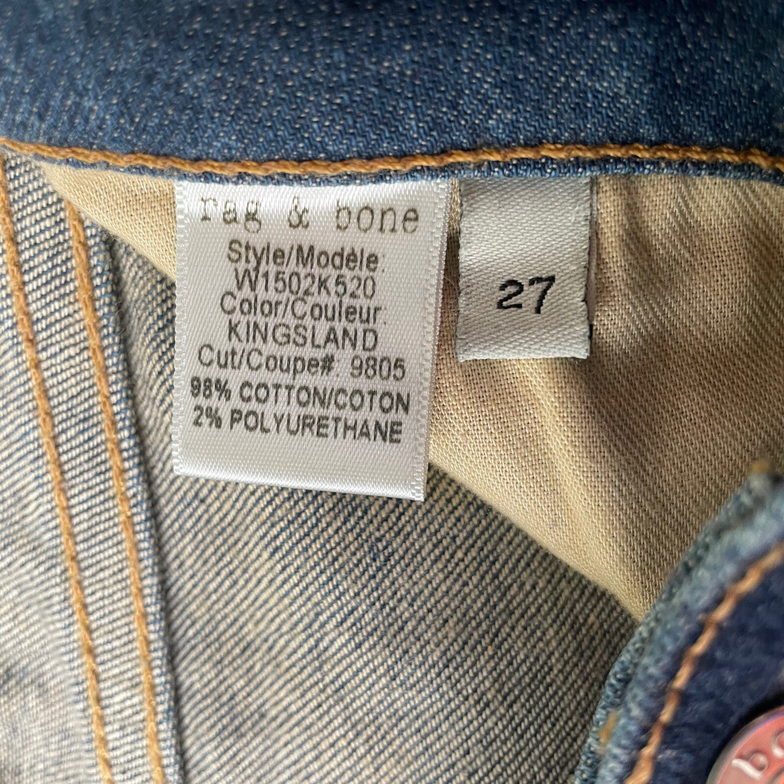 Rag & Bone Kingsland Mid Rise Skinny Jeans Women’s Size 27 W1502K520 Excellent