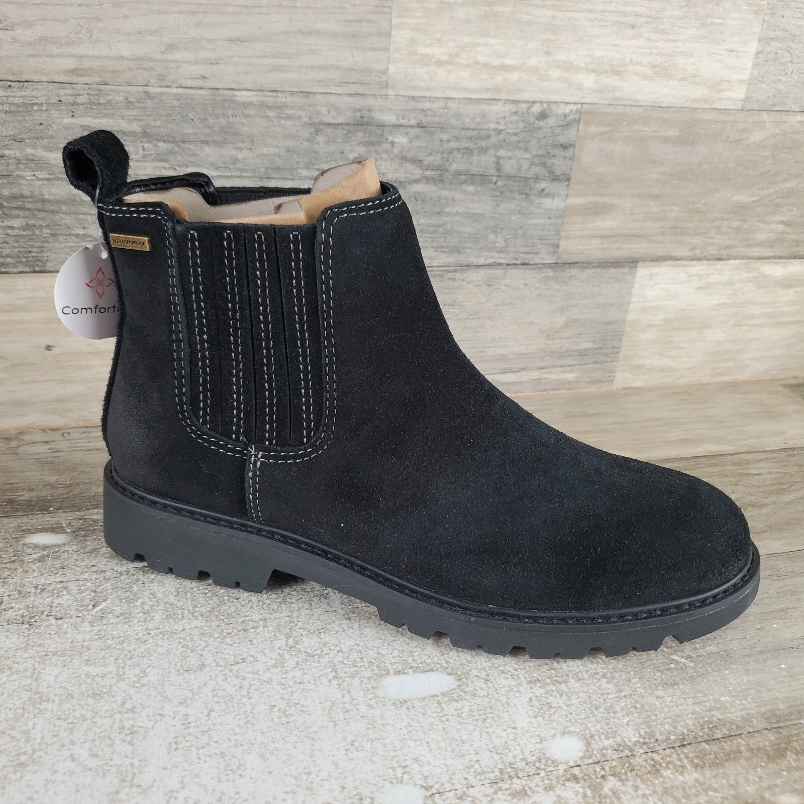 Comfortiva Ledelle Women Chelsea Boot Sz 7 W Black Suede Slip On Round Toe Ankle