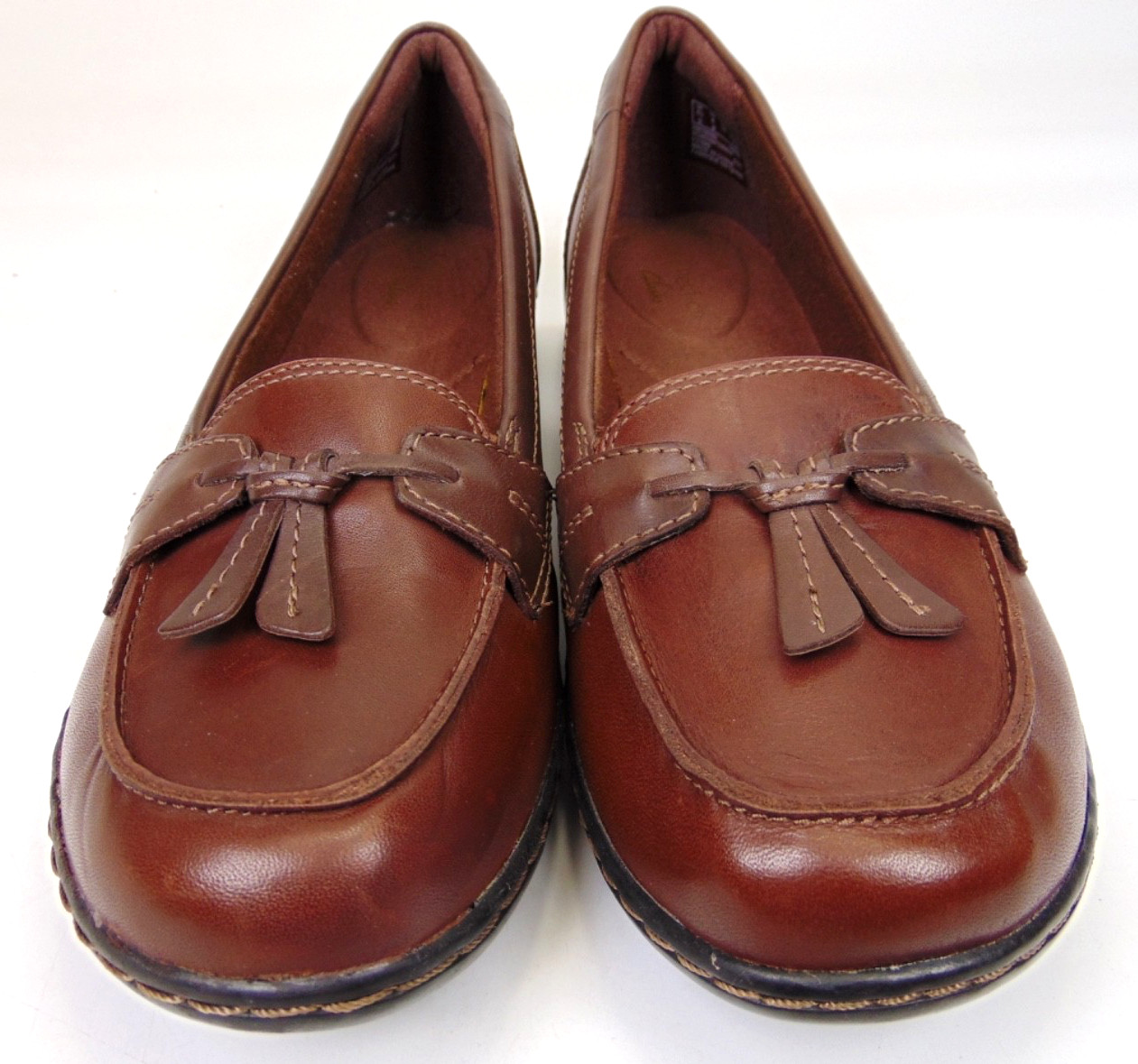 Clark Collection Women’s Ashland Lily Dark Tan Leather Loafers Size 8.0 M,