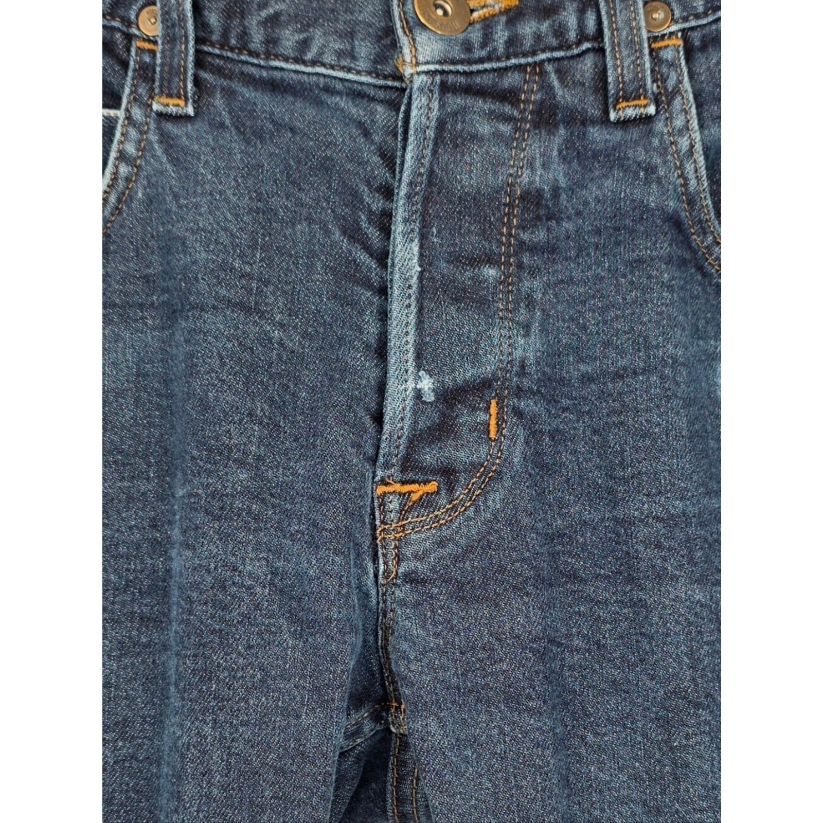 Hudson Blake Slim Straight Selvedge Button Fly Jeans Men 34×31 Dark Wash