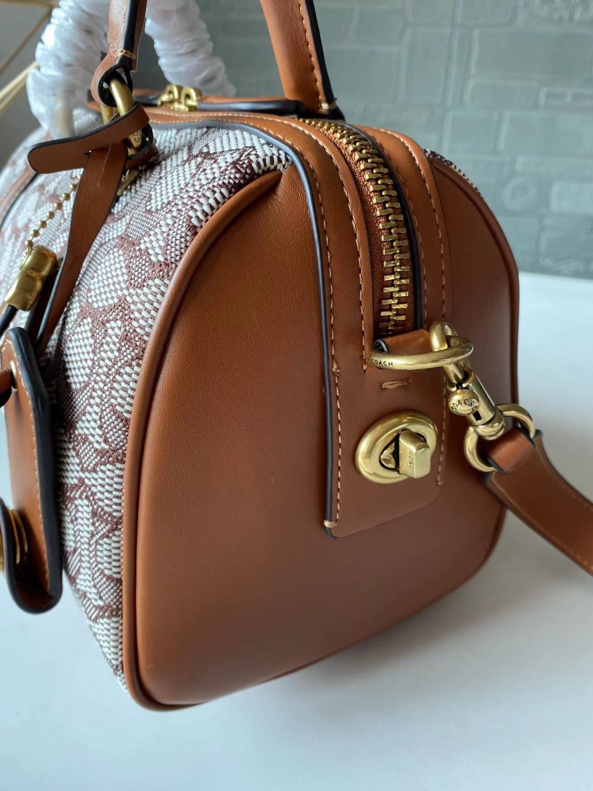Coach Ruby Satchel 25 Signature Textile Jacquard C8529 Brown