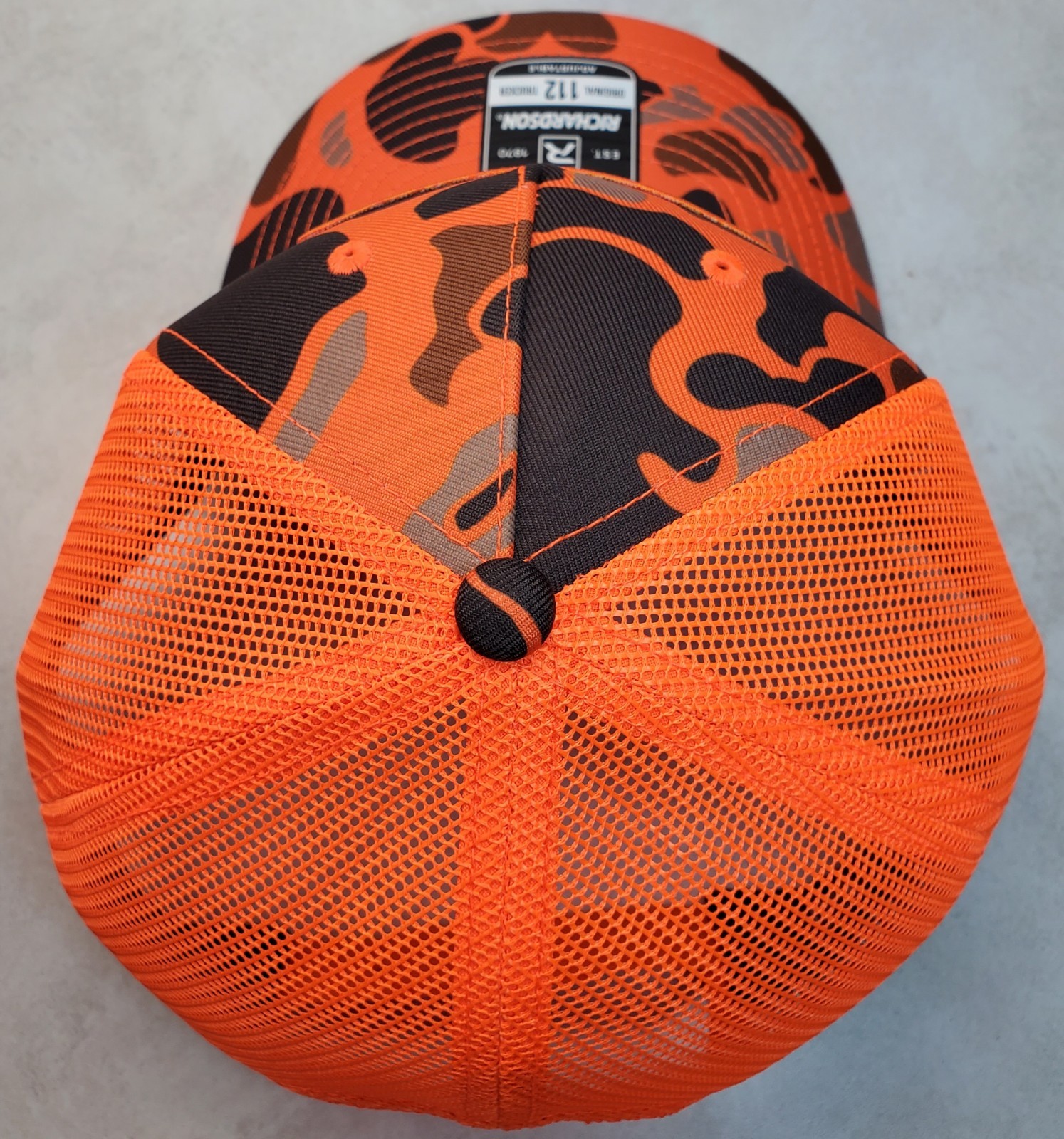 STIHL Patch on Richardson 112 Trucker Hat Snapback / Blaze Orange Camo