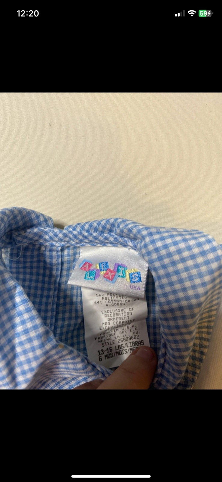 Vintage Alexis Baby Boy Smocked Train Bubble Romper Blue Gingham Jon Jon