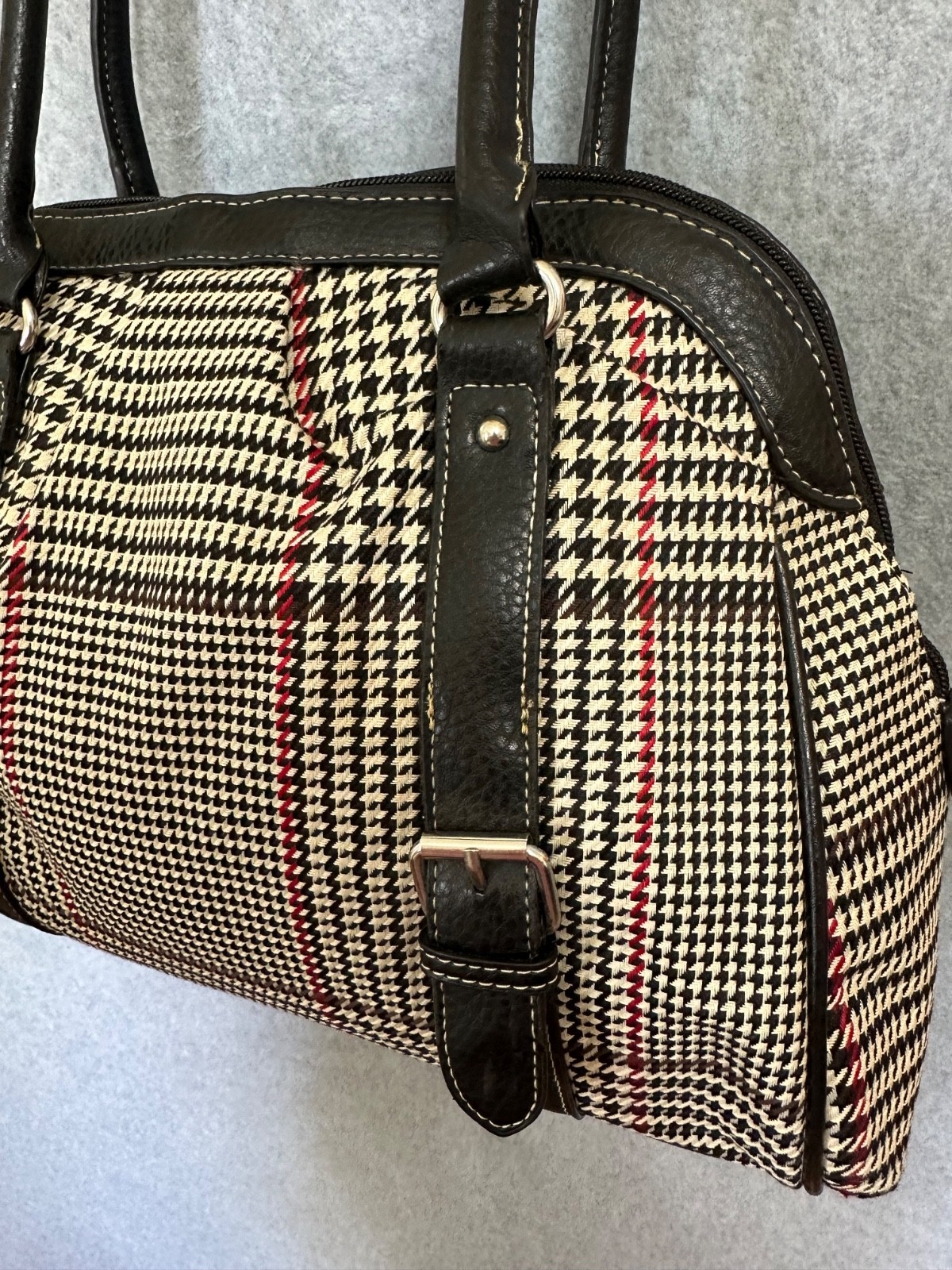 Chaps By Ralph Lauren Houndstooth Plaid Shoulder Bags Black or Brown You Choose