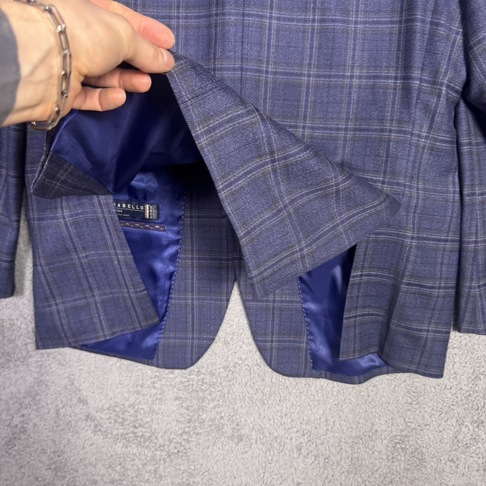 Hart Schaffner Marx Blazer Mens 46L Guabello Sobrius Wool Windowpane Sport Coat