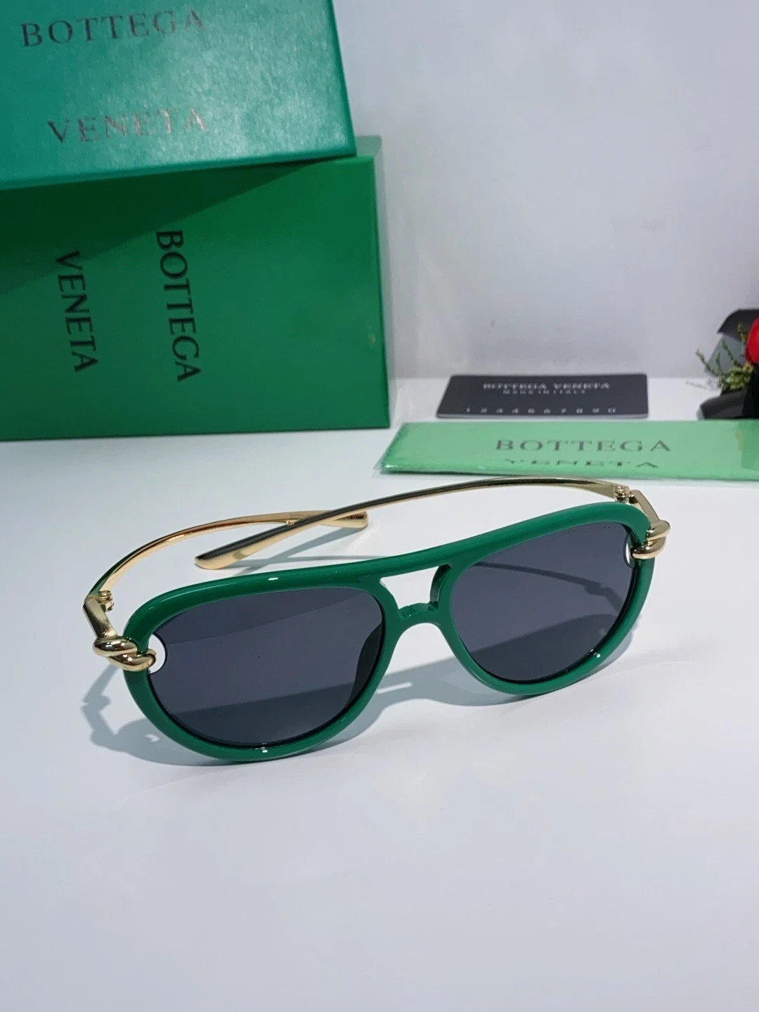 Bottega Veneta BV1418S Sunglasses Black Frame Yellow Lenses 58-15-145