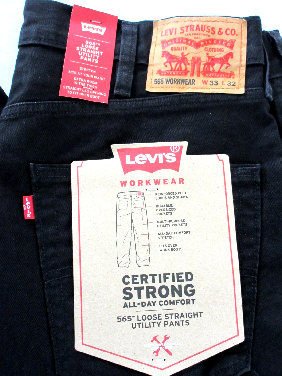 Levi’s Workwear Men’s 565 Loose Straight Fit Canvas Utility Pants Black NWT