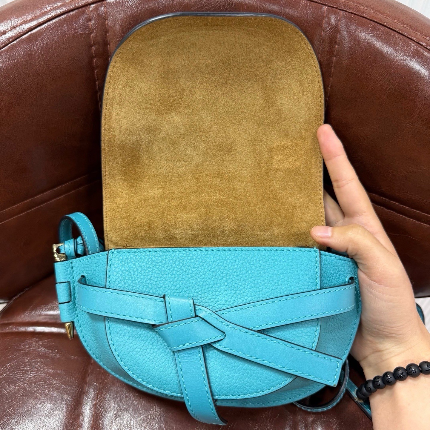 Loewe Pre-Owned Authentic Saddle Bag Blue Free Tracked Shipping