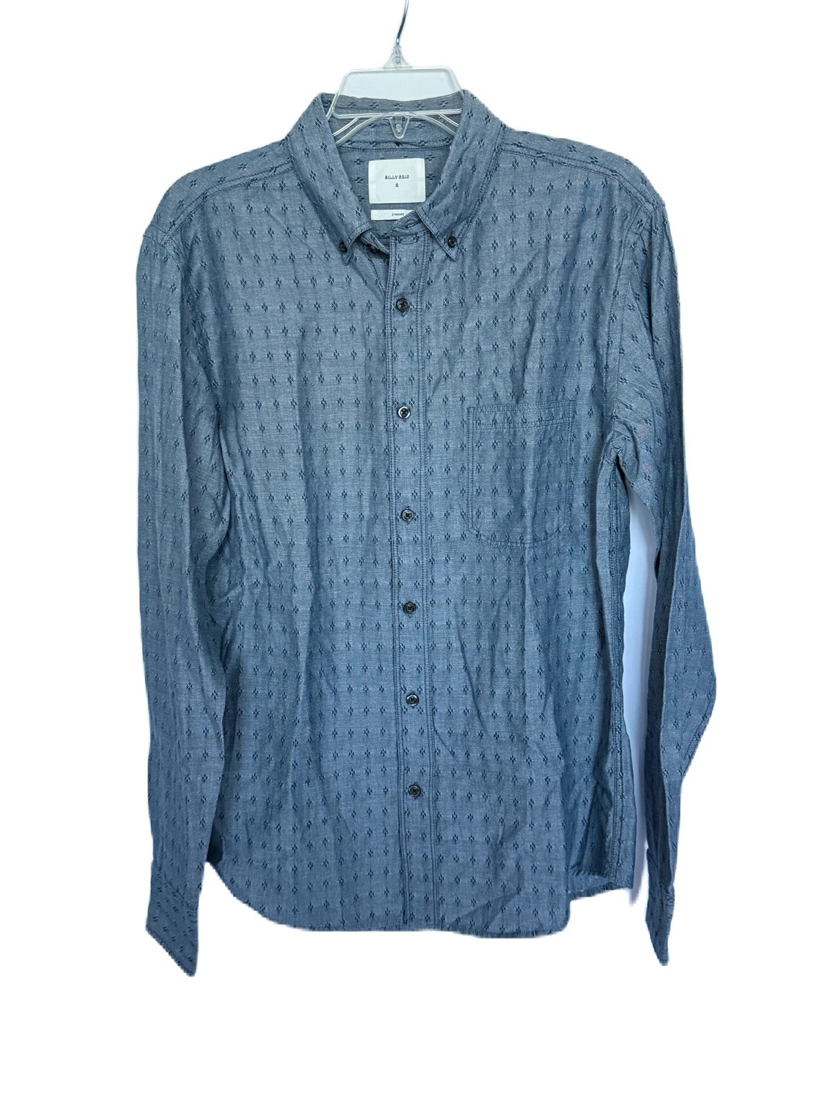 Billy Reid Diamond Dobby Tuscumbia Shirt Button Down Chambray Blue NWT Size L