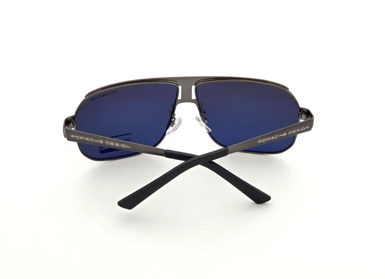 Polarized Porsche Square Metal Aviator Sunglasses Gunmetal Smoke PH19 130mm
