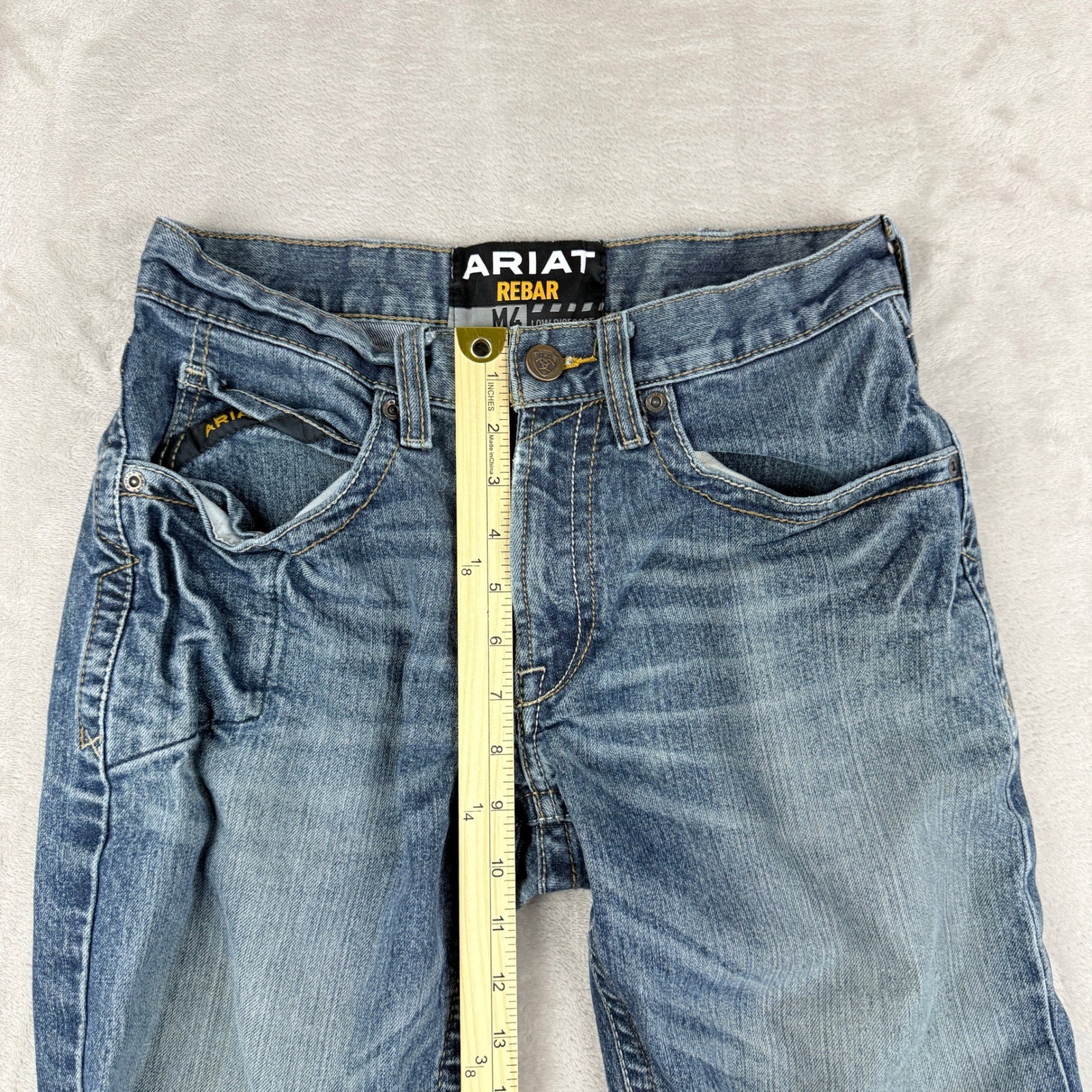 Ariat M4 Jeans Men 28×30 (29×29.75) Blue Rebar Low Rise Bootcut Western Distress