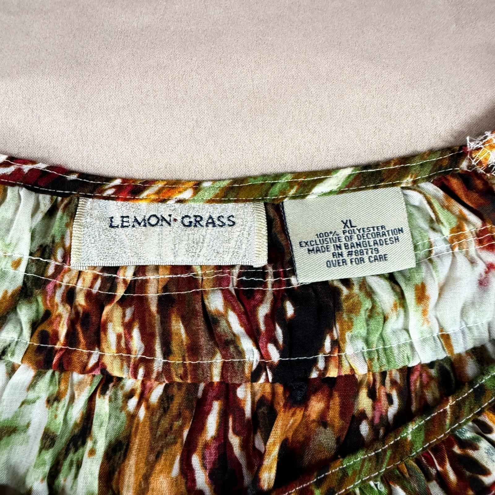 Lemon Grass Multicolor Women Size XL Boho Rustic Leopard Print Flowy Chic Blouse