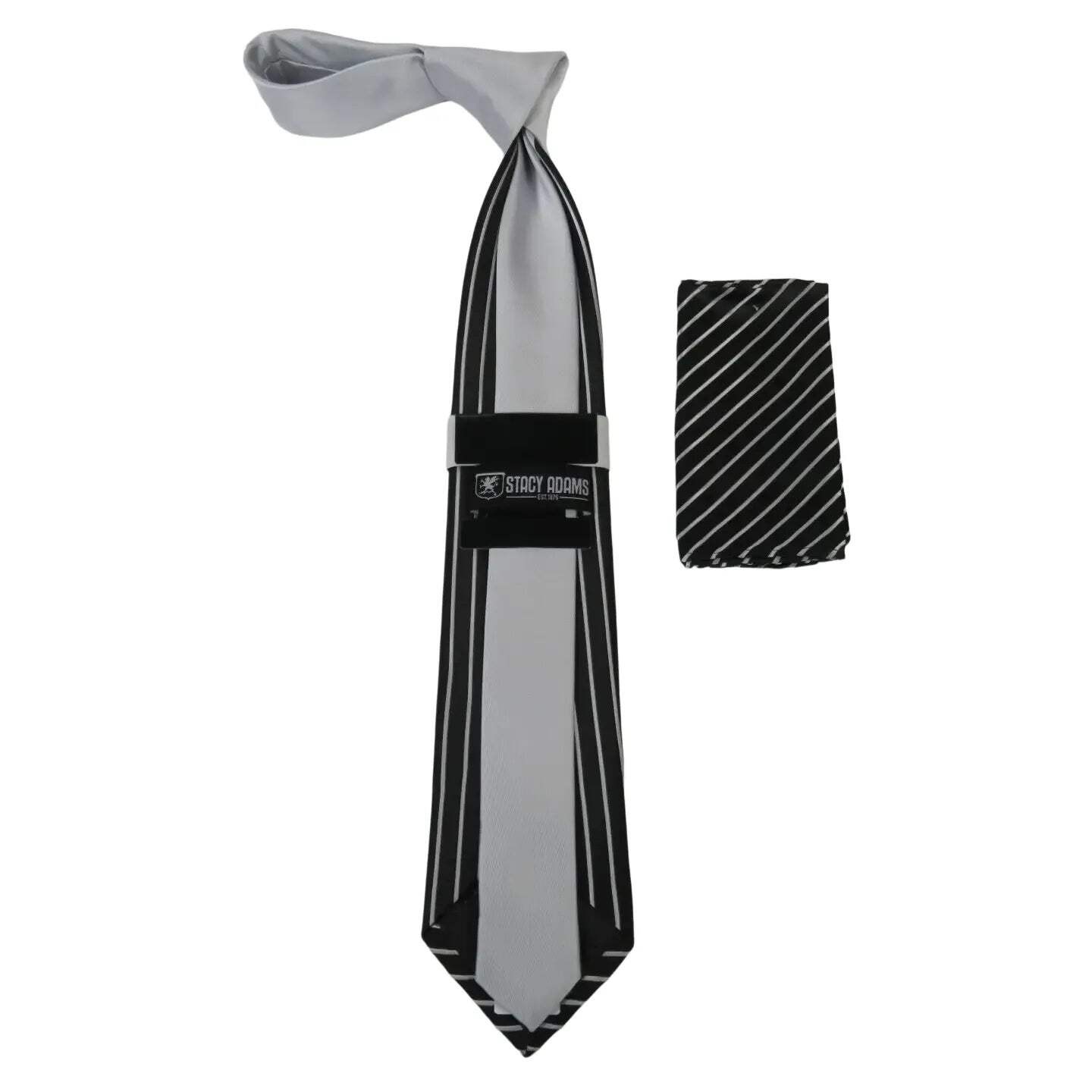 Men’s Stacy Adams Tie and Hankie Set Fancy Woven Silky Satin #SAT80