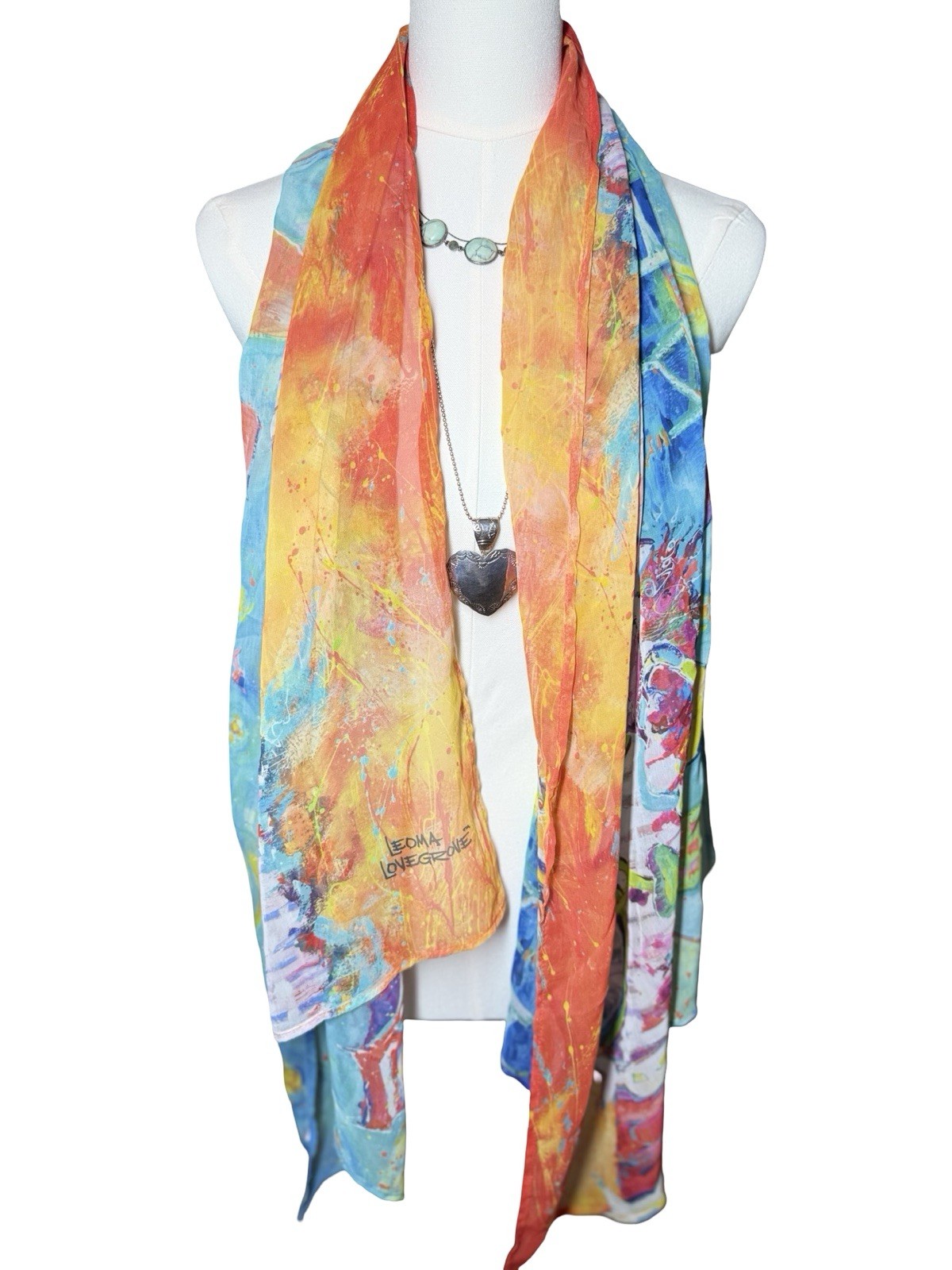 Leoma Lovegrove Wrap Scarf Florida Art Print Coastal Resort Shawl Colorful Beach