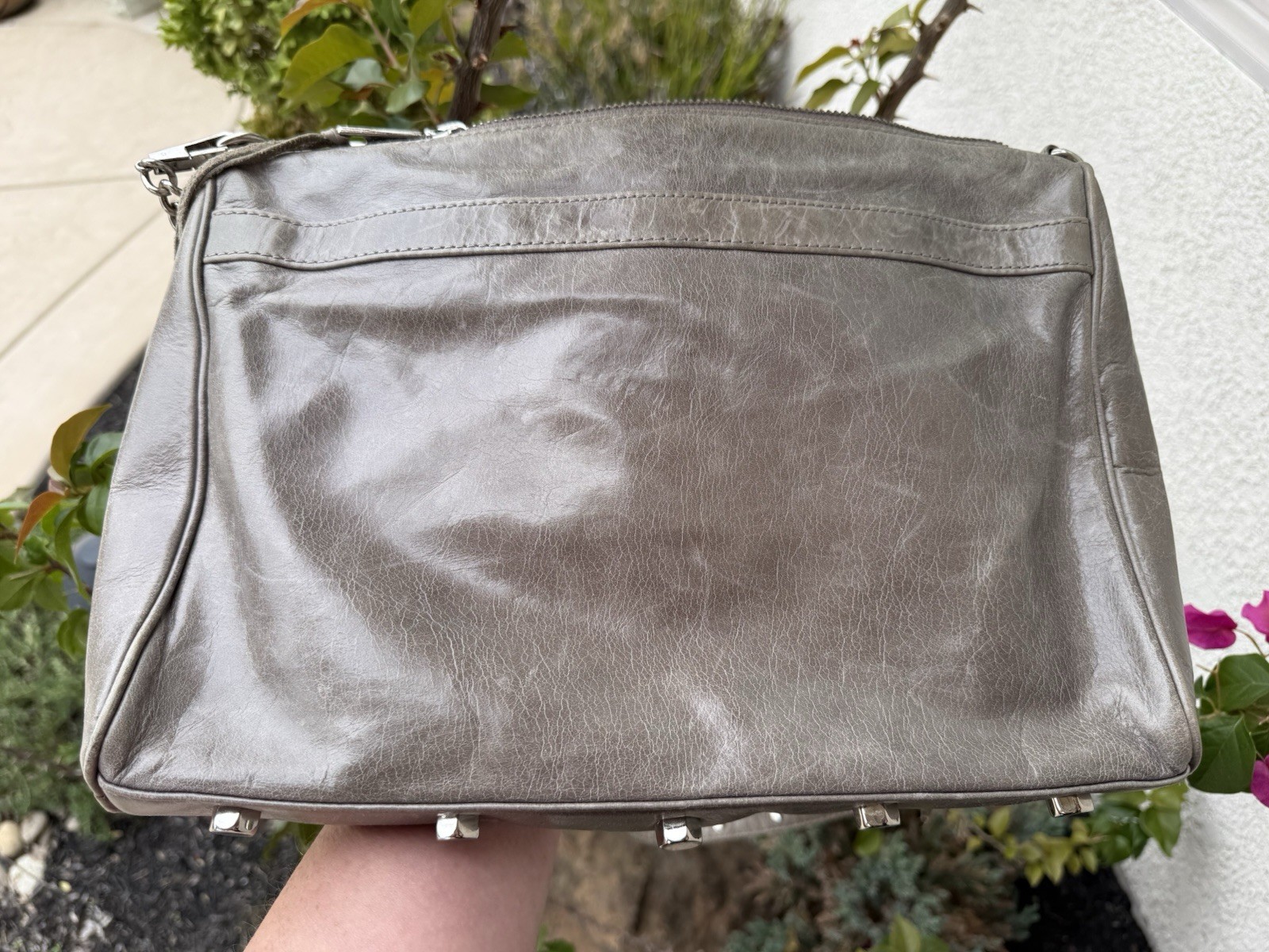 Rebecca Minkoff Classic Taupe Leather Large Crossbody / Clutch Mac Daddy 13 X10!