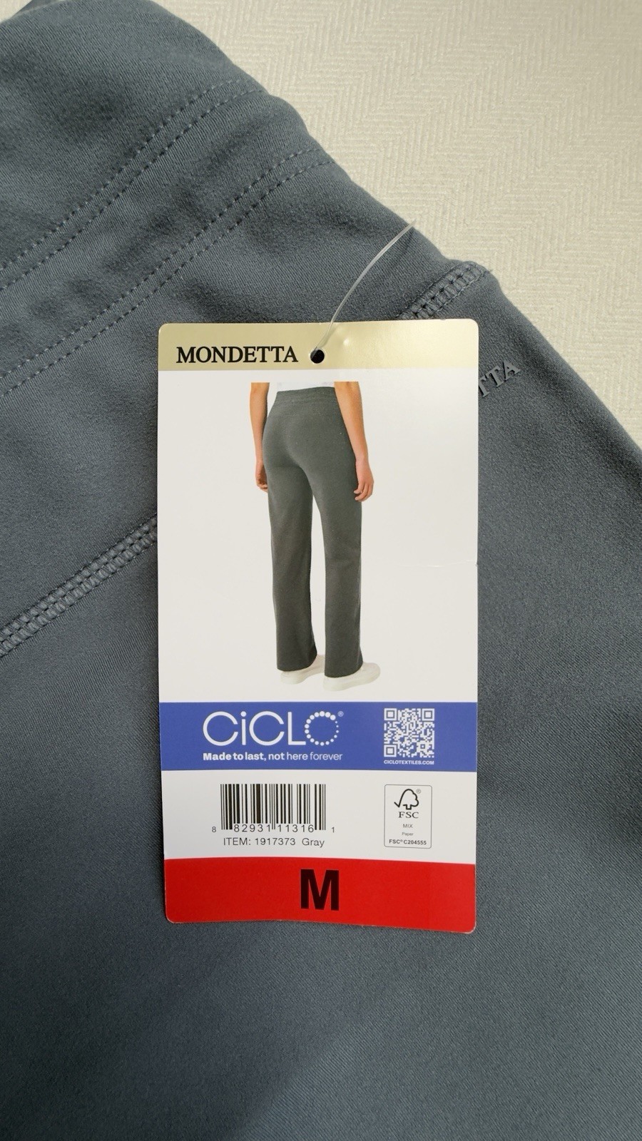 Mondetta Womens Yoga Pants Straight Leg Drawstring Pockets Gray Solid M