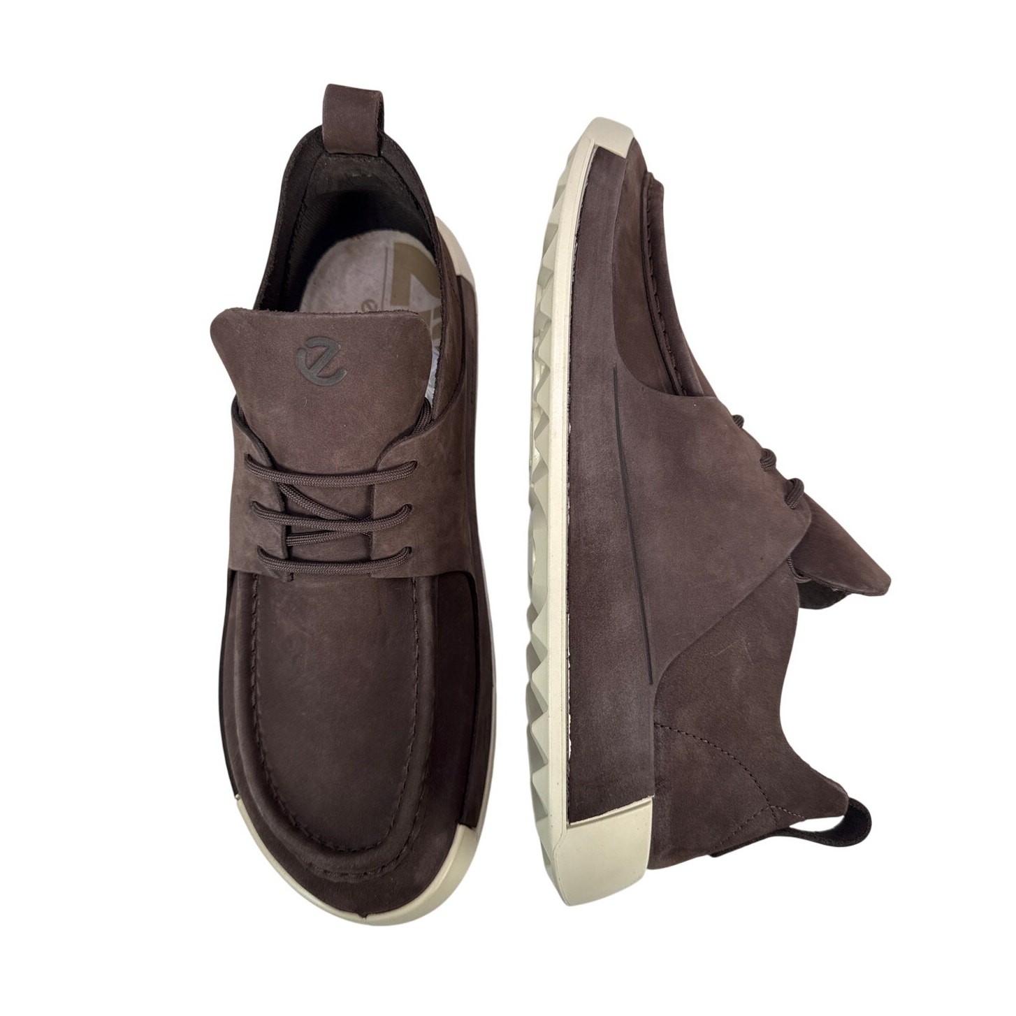 Ecco Cozmo Moccasin 2ND Mens 10-10.5 EU 44 Brown Nubuck Leather Mocha Lace up