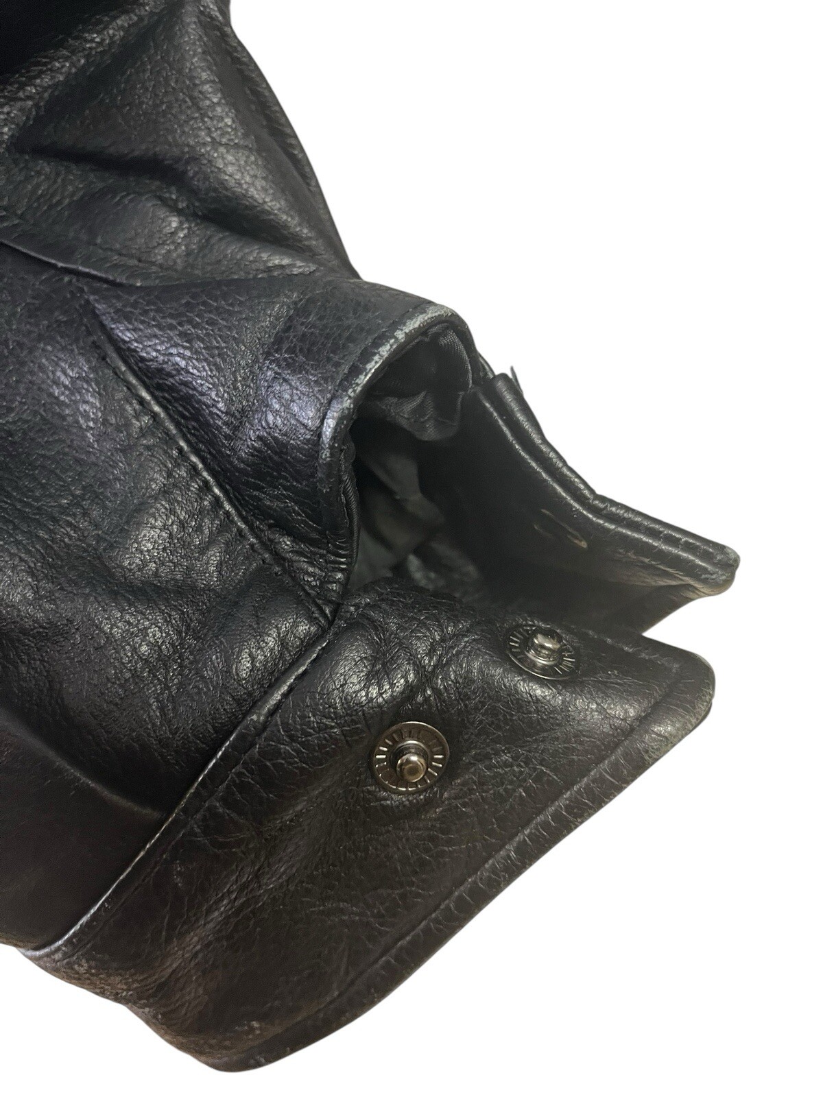 Trader Bay Men’s Black Leather Bomber Jacket YKK Zip Front Quilt Lining Size XL