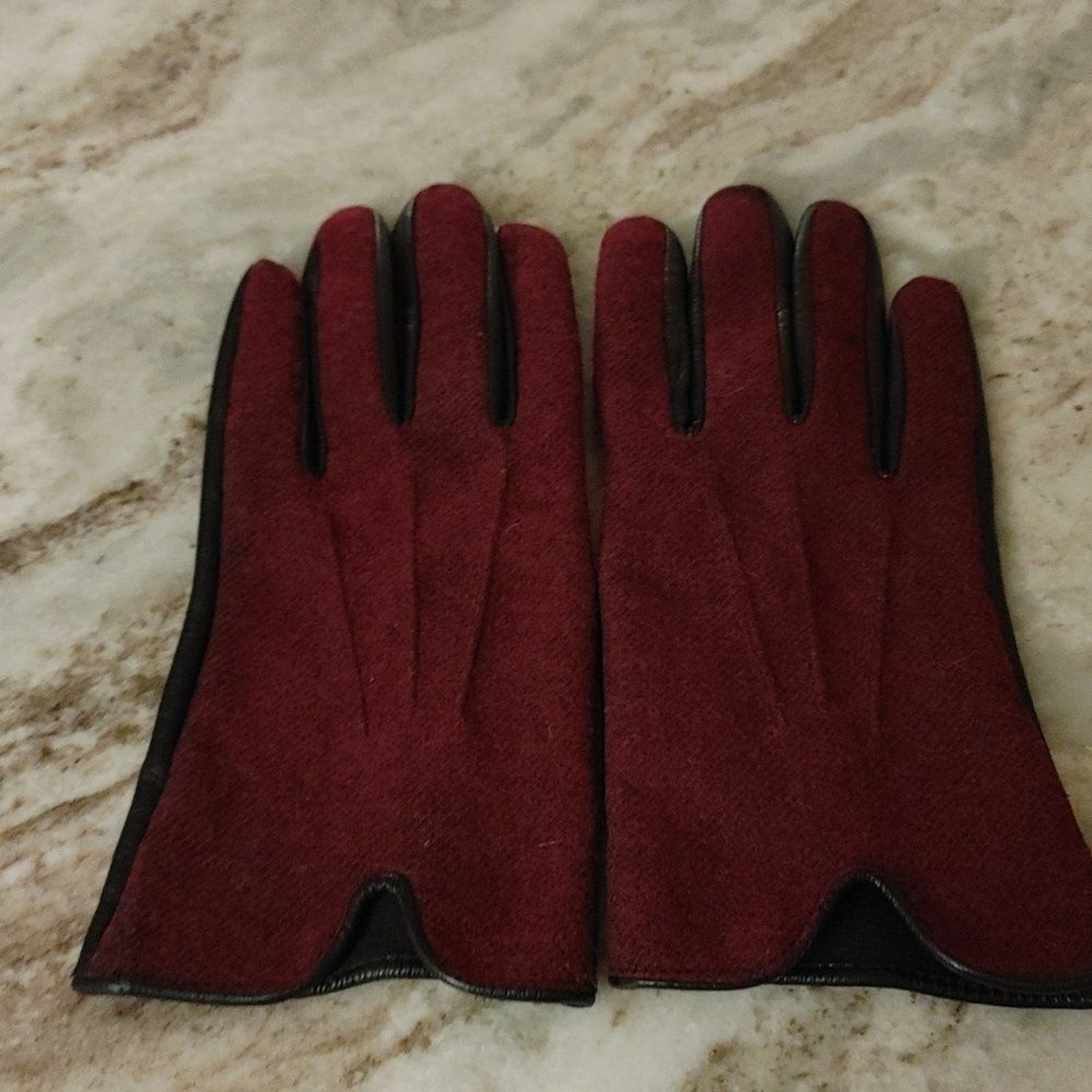 Vintage Eddie Bauer Wool and Leather Gloves Size L