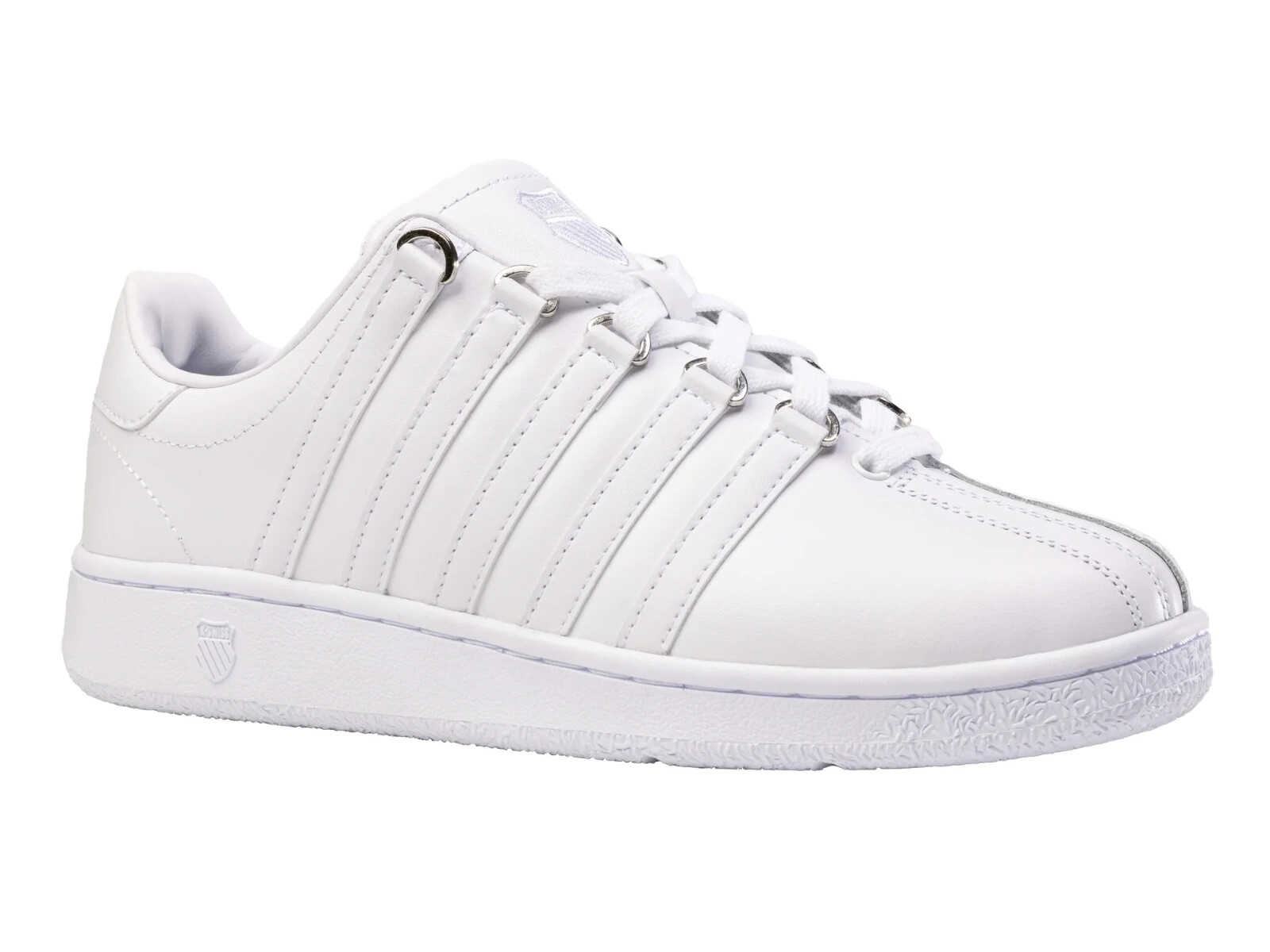 Men K-Swiss Classic VN Leather Shoes 07321-101 White White 100% Original New