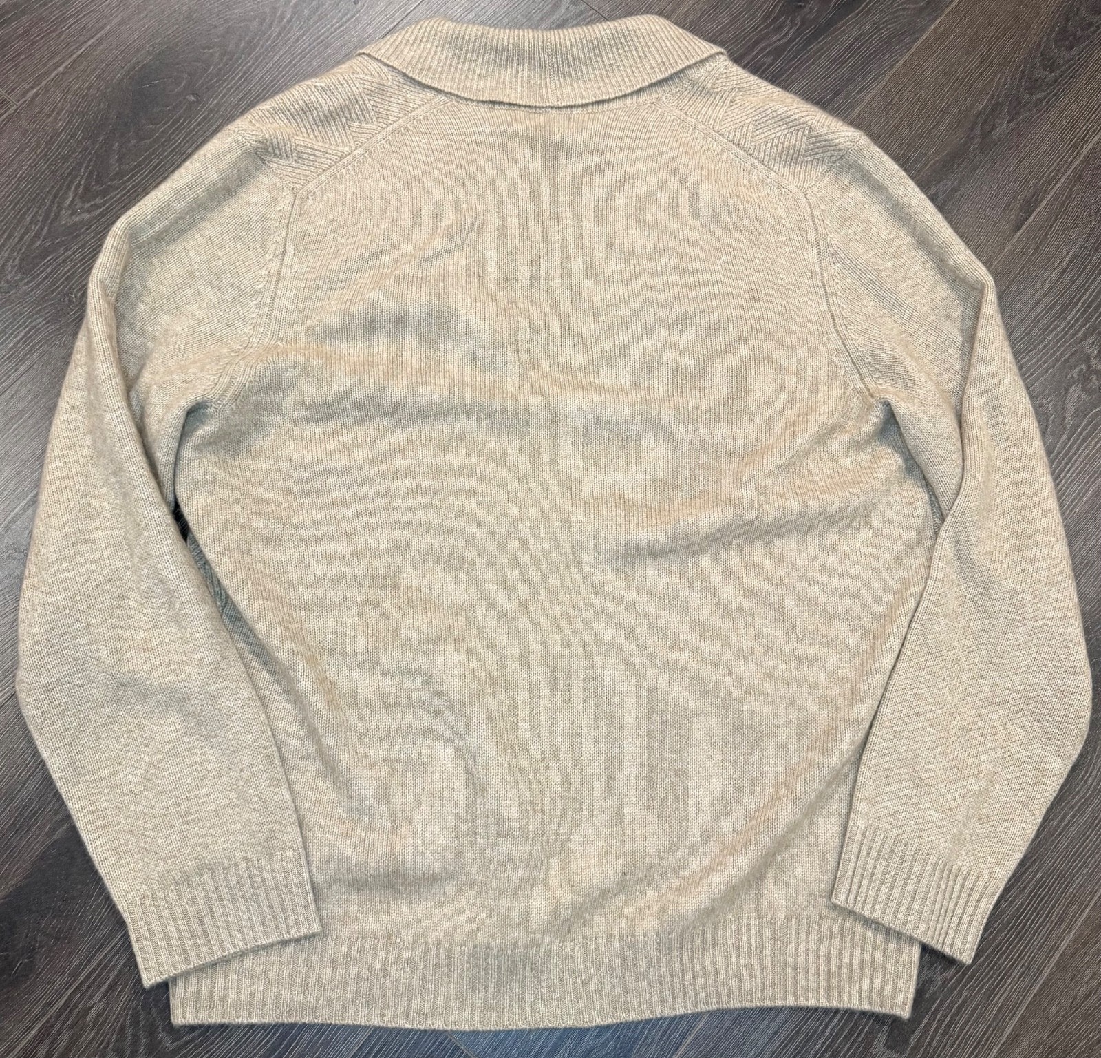 Tasso Elba Tan Beige Textured Pattern 100% Cashmere Shawl Cardigan Sweater – XL