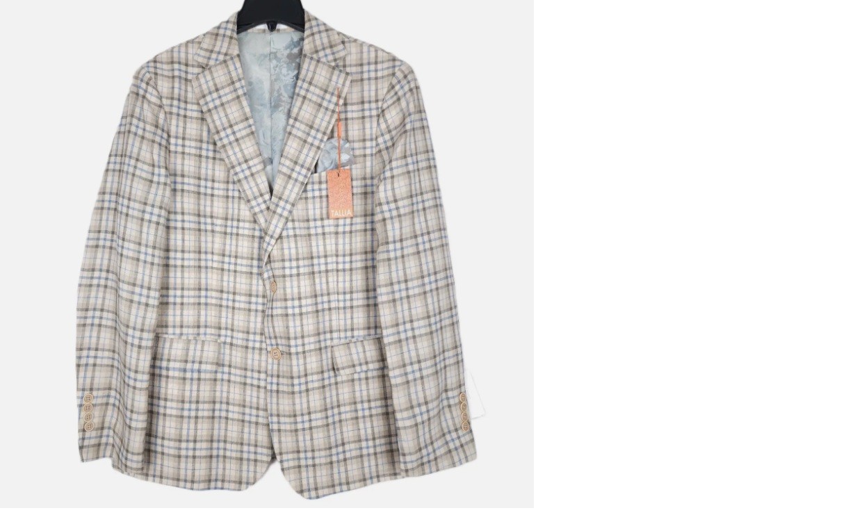Tallia Men’s Slim-Fit Plaid Blazer (46R, Tan)