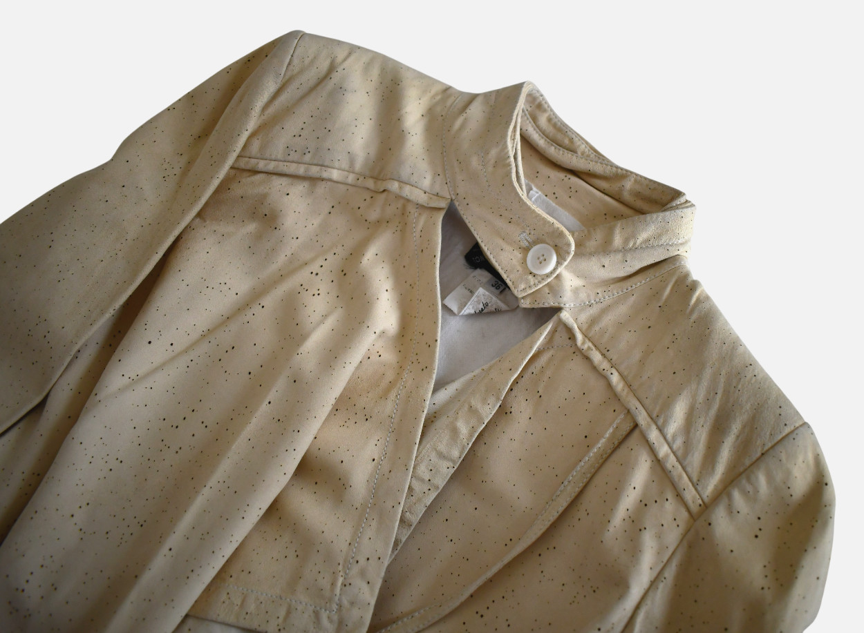 ANN DEMEULEMEESTER Cream PERFORATED LEATHER Women’s Jacket 36 FRANCE