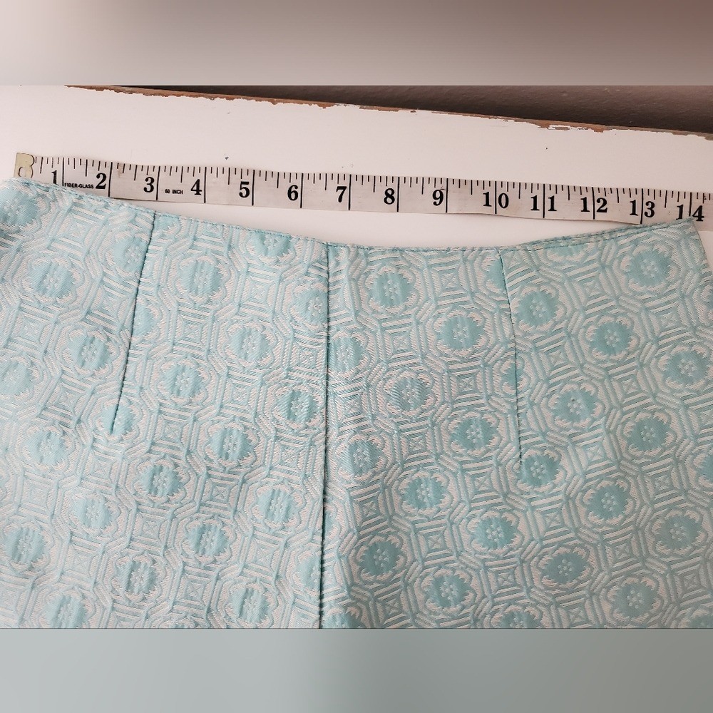 Cotton Blue Shorts Love Riche aqua white jacquard high waist hot pants 70s Small
