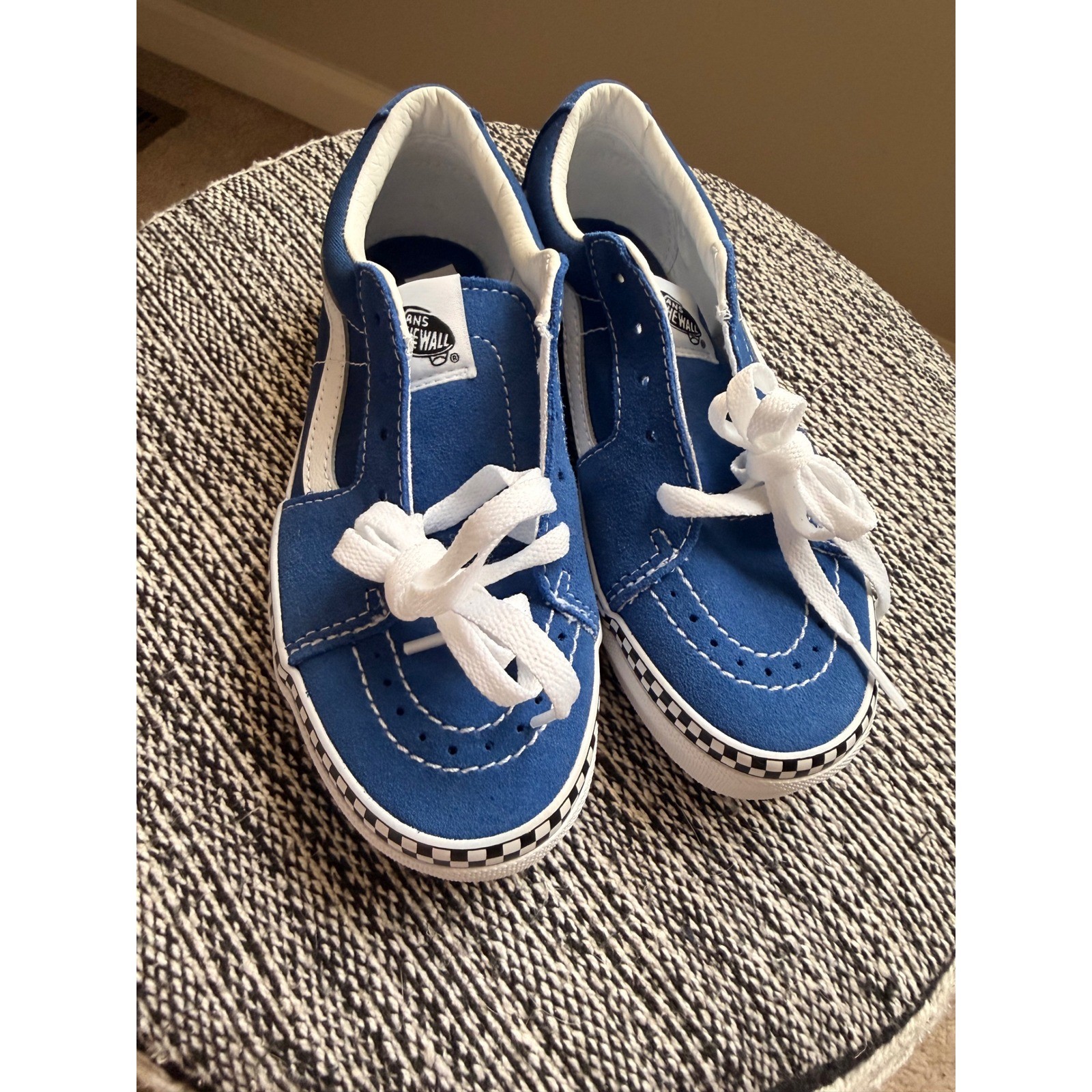 Vans Sk8-Low Reissue Blue White Checkered Sneakers Kids Size 3.0 500714