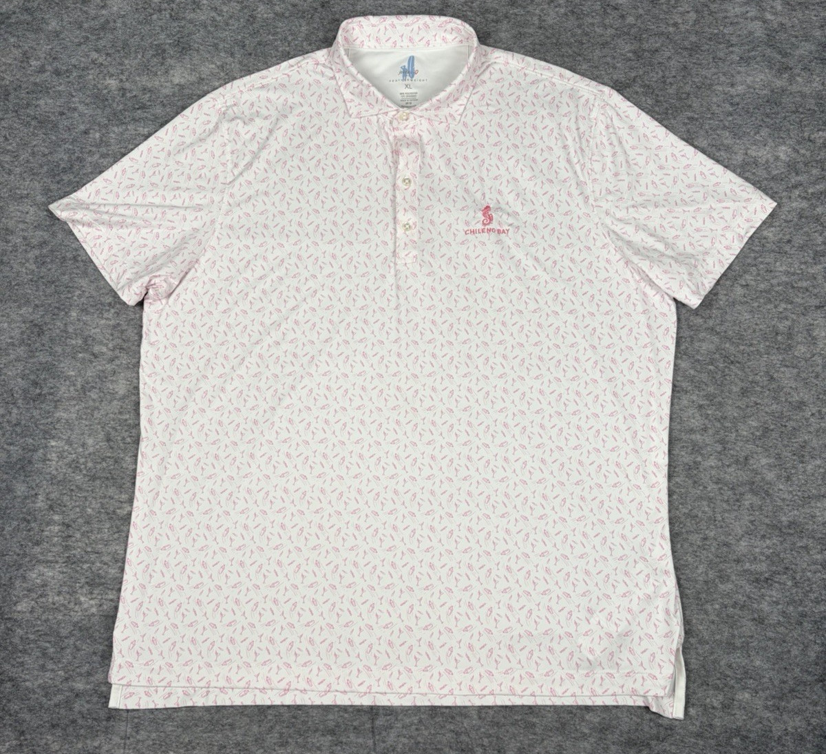 johnnie-O Polo Shirt Mens XL Pink Featherweight Martini Print Golf Chileno Bay