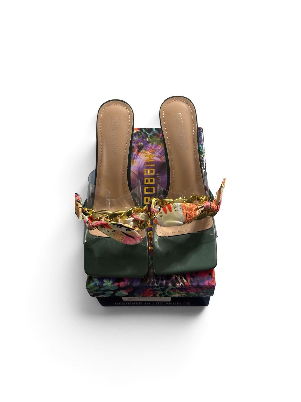 Cape Robbin Concur Stiletto High Heel Sandals with Scarf and Chain Detail