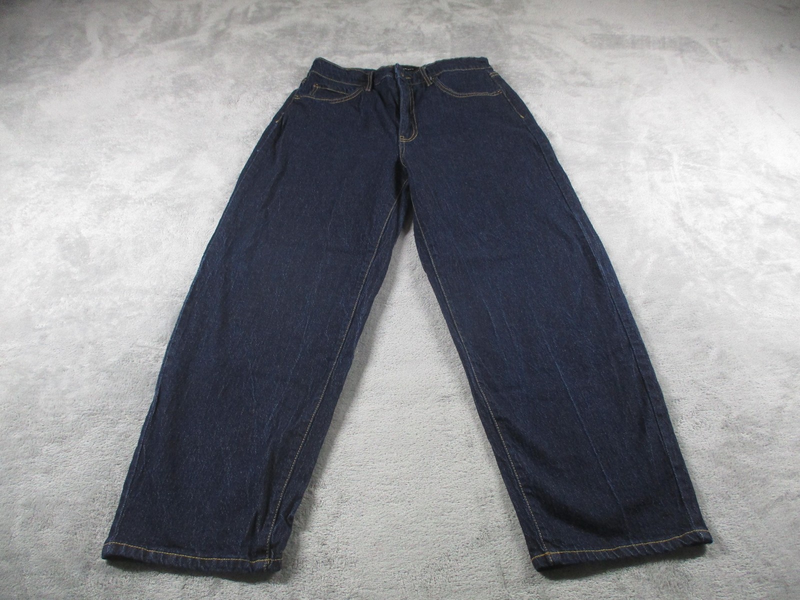 Free Assembly Jeans Womens 8 Dark Wash High Rise Relaxed Straight Denim Blue