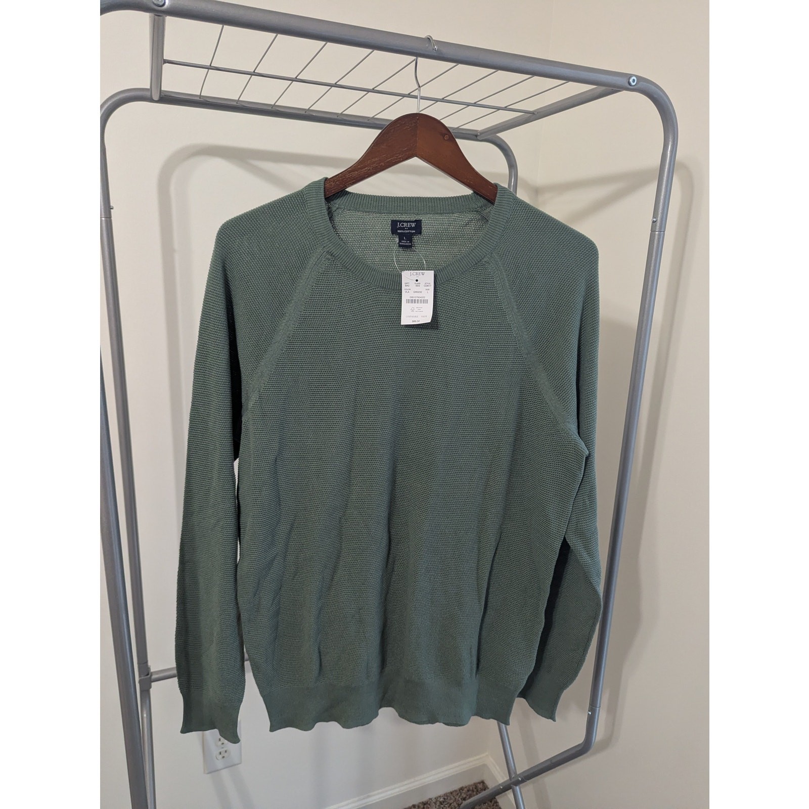 NWT J.Crew Factory Men’s 100% Crewneck Sweater Green Size L CD617