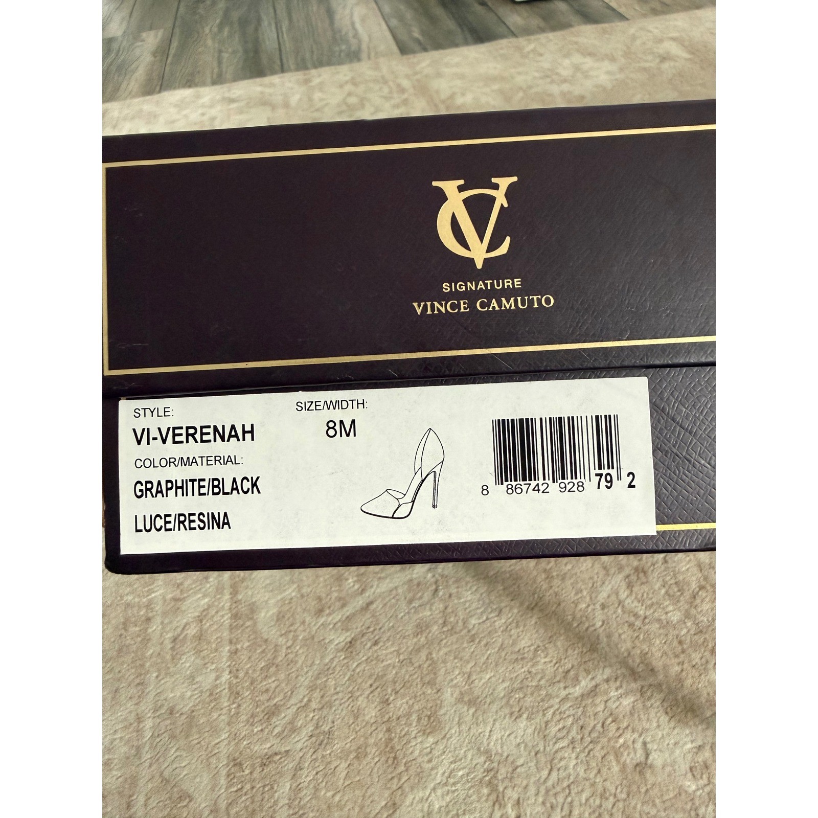Vince Camuto Signature Two Tone Leather d’Orsay Pumps Black Pewter 8M New