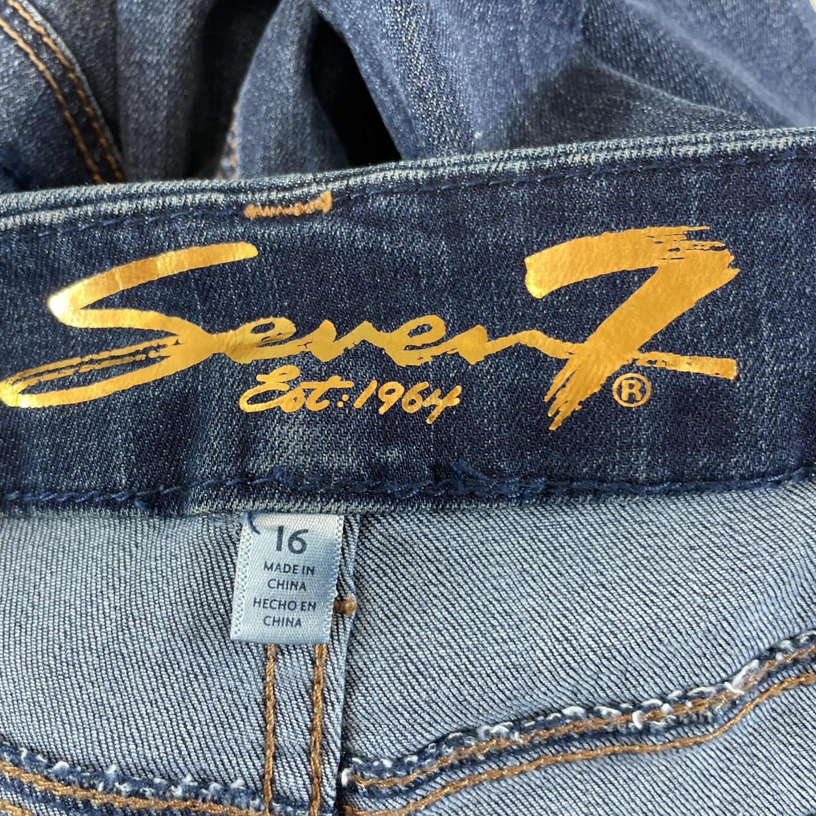Seven7 Tummyless High Rise Skinny Jeans Womens 16 Avalon Blue Denim Stretch